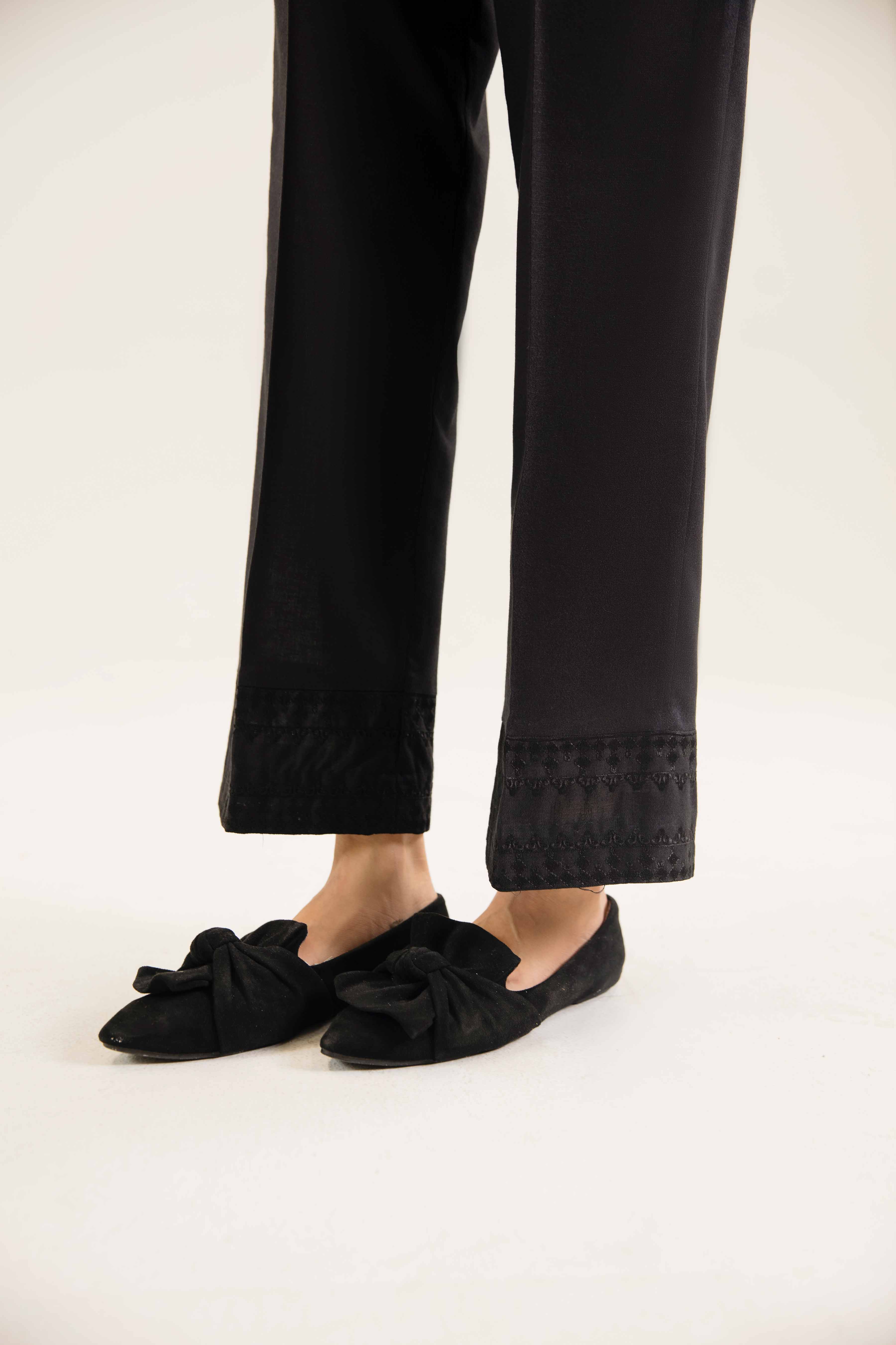 NishatUK - Black Embroidered Karandi 1-piece ready to wear Trouser