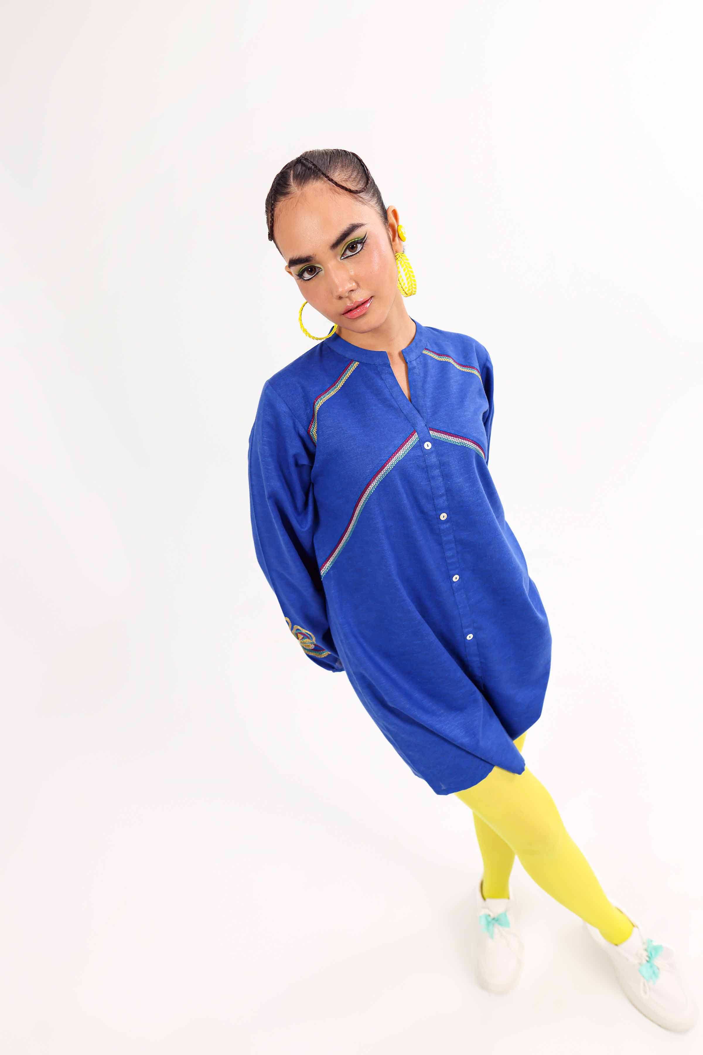 NishatUK - Blue Embroidered Karandi 1-piece ready to wear Tunic