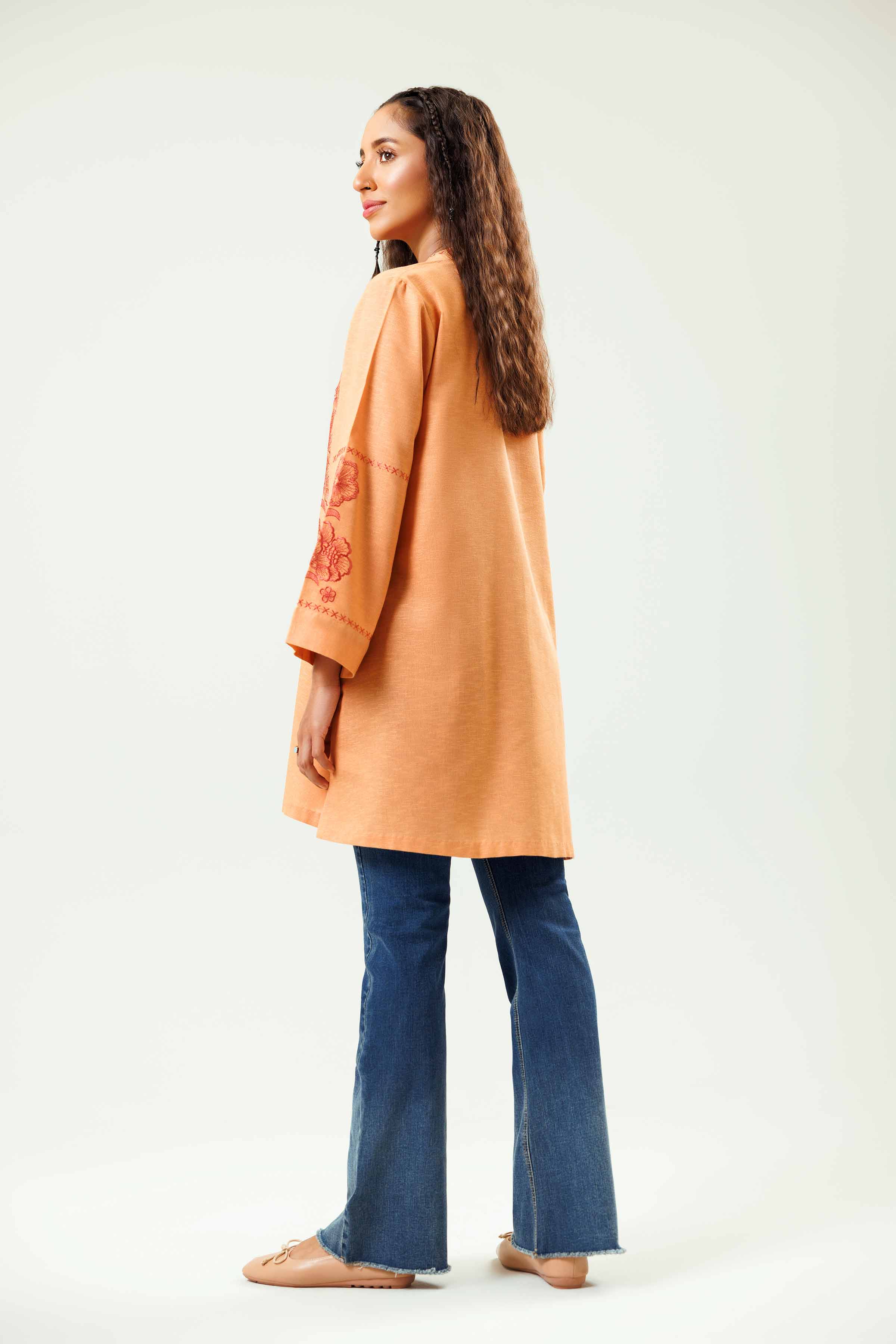 NishatUK - Peach Embroidered Karandi 1-piece ready to wear Tunic