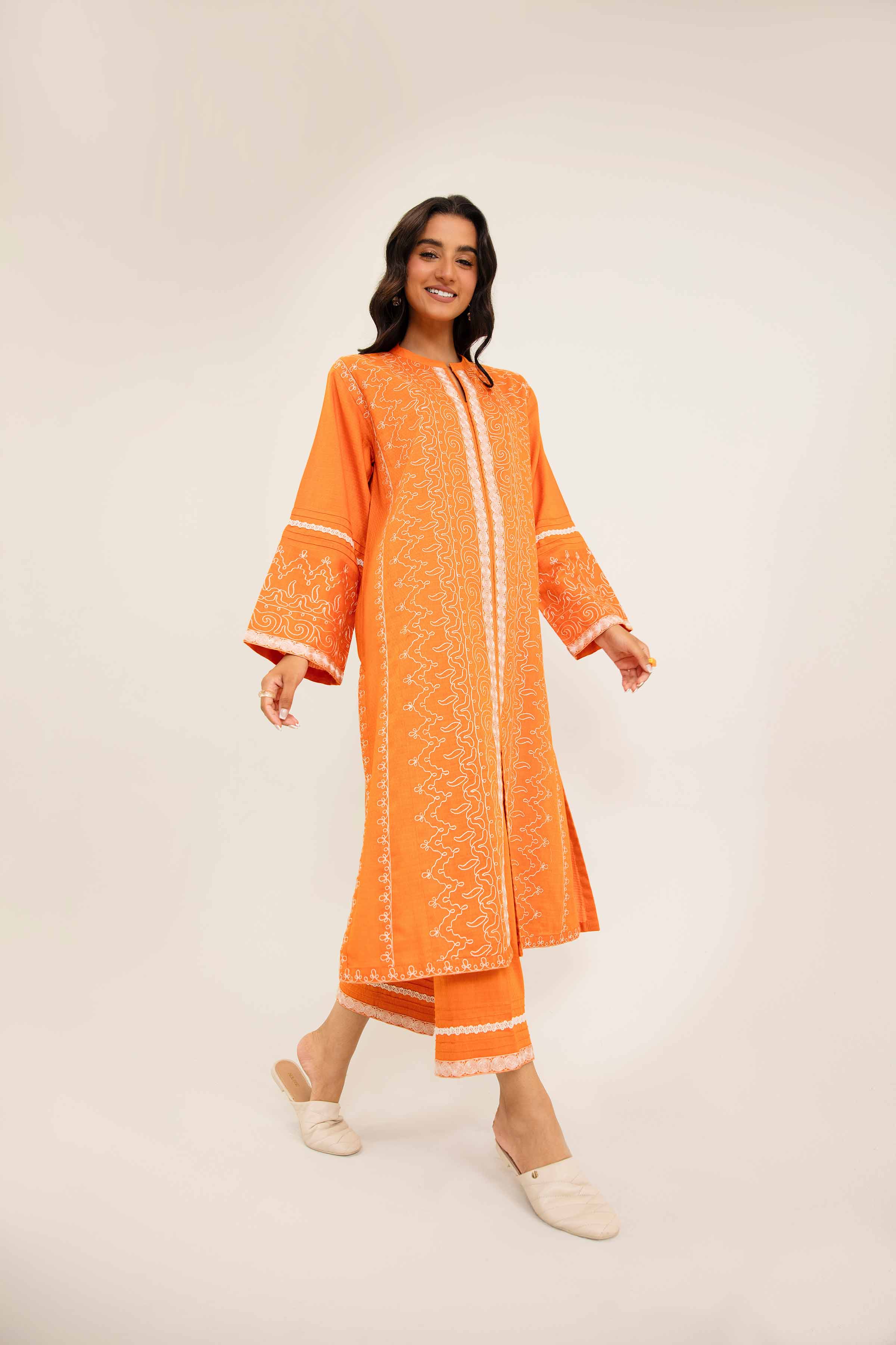 NishatUK - Brown Embroidered Dobby 2-piece ready to wear Dress