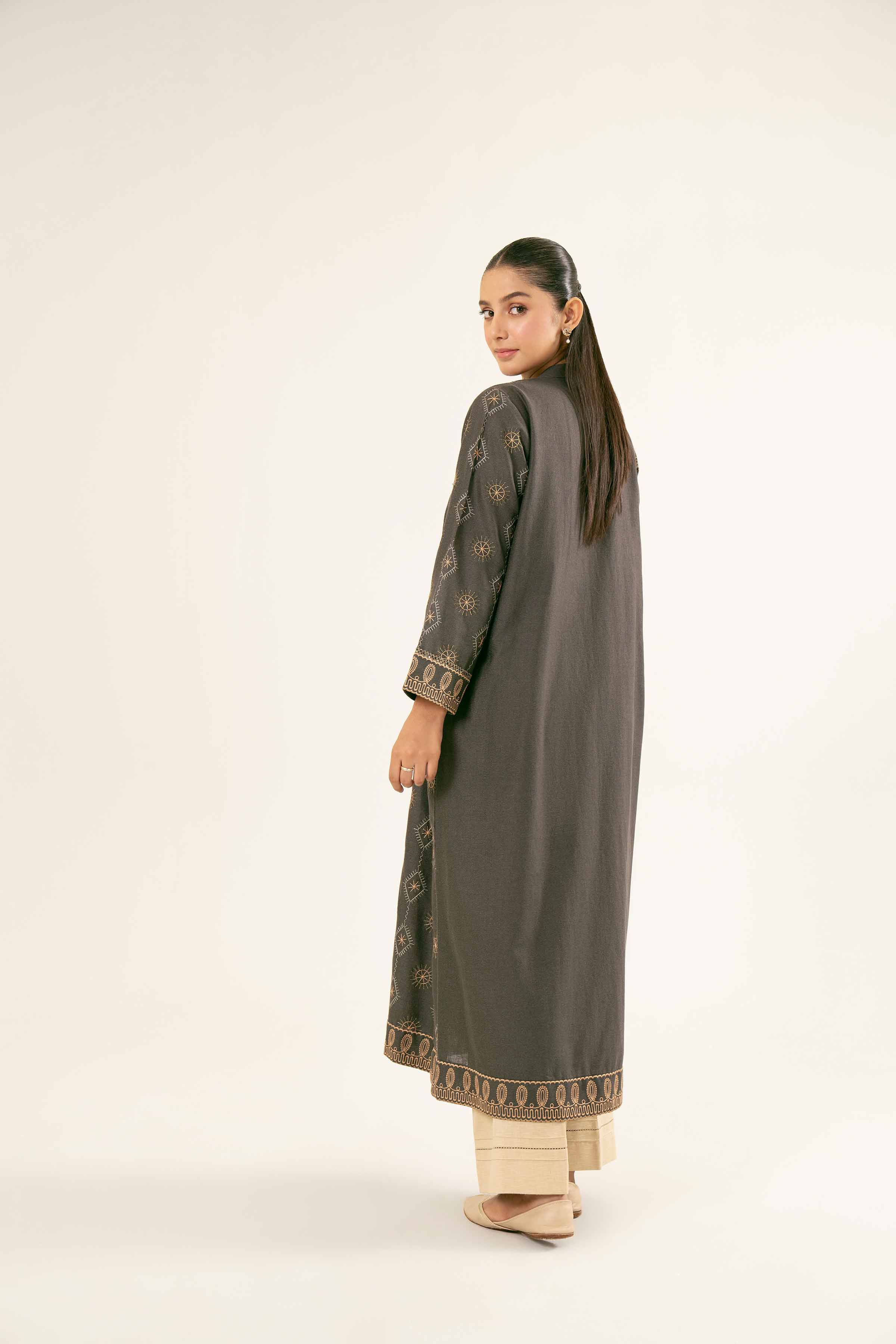 NishatUK - Brown Embroidered Karandi 1-piece ready to wear Shirt