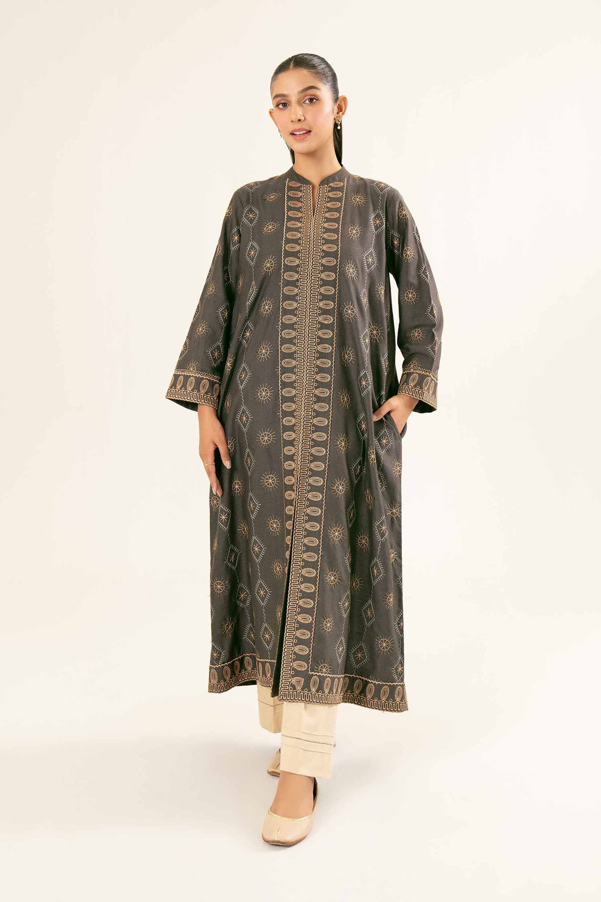 NishatUK - Brown Embroidered Karandi 1-piece ready to wear Shirt