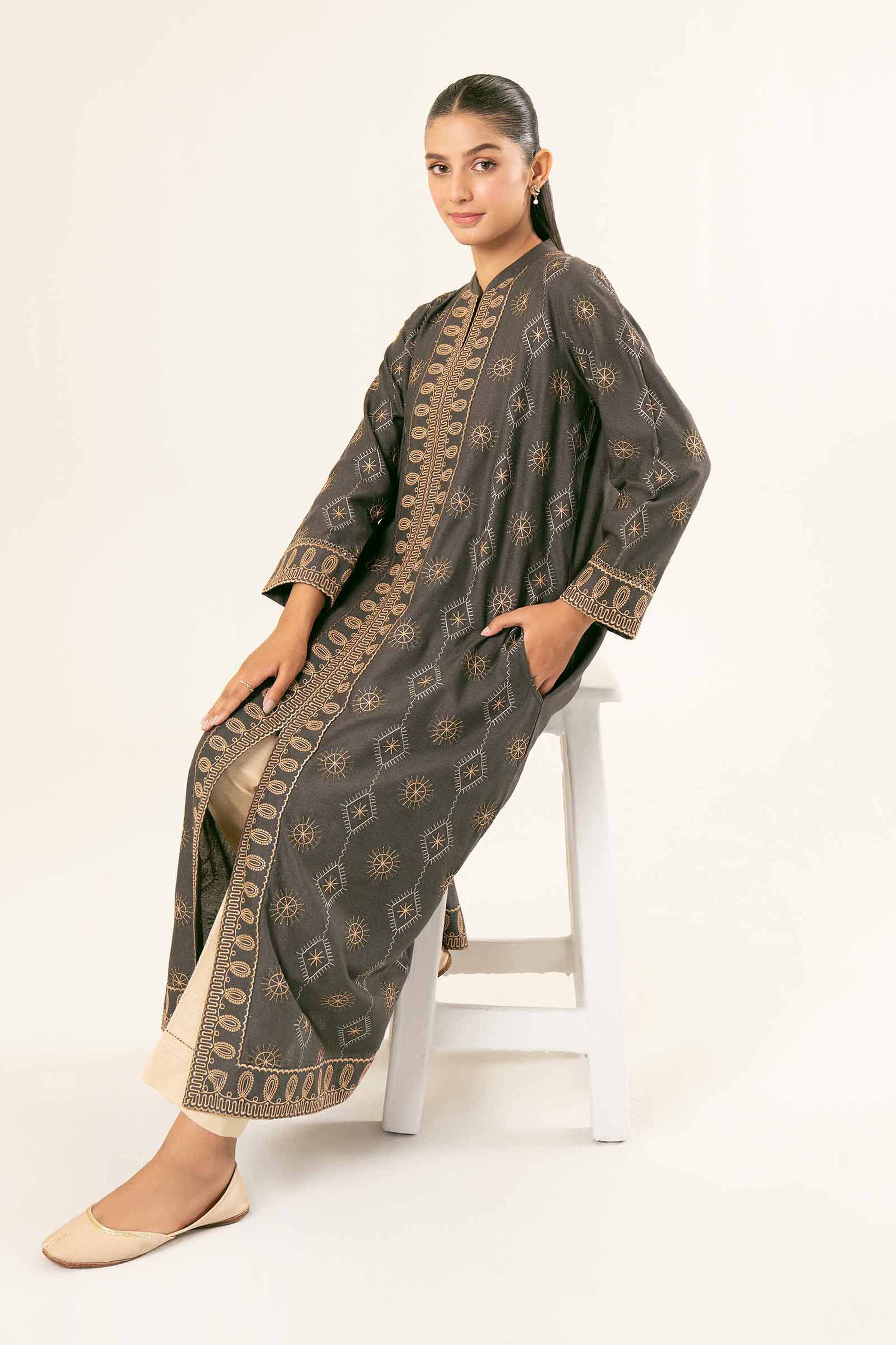 NishatUK - Brown Embroidered Karandi 1-piece ready to wear Shirt