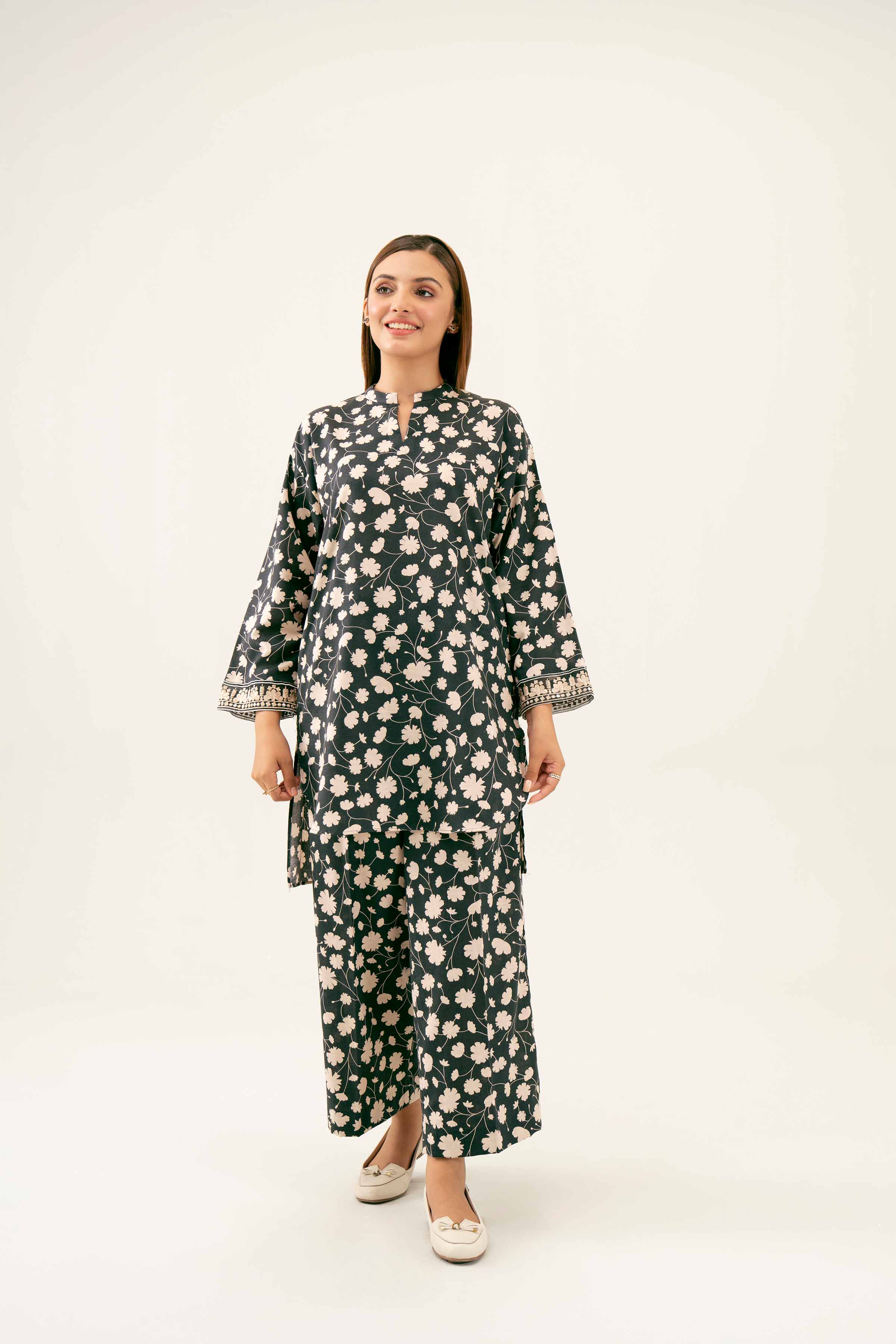 NishatUK - Black Embroidered Karandi 2-piece ready to wear Dress