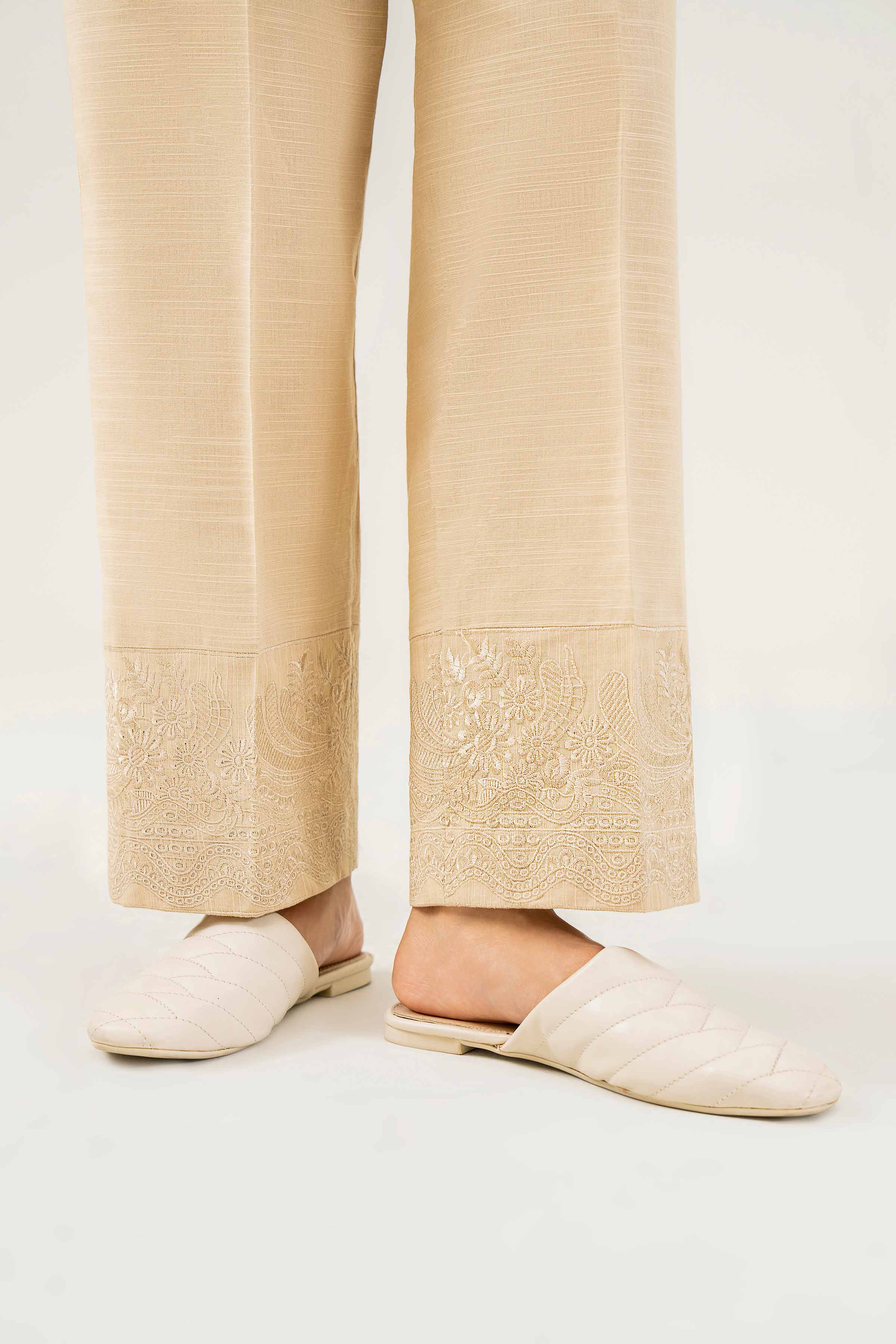 NishatUK - Beige Embroidered Khaddar 1-piece ready to wear Trouser