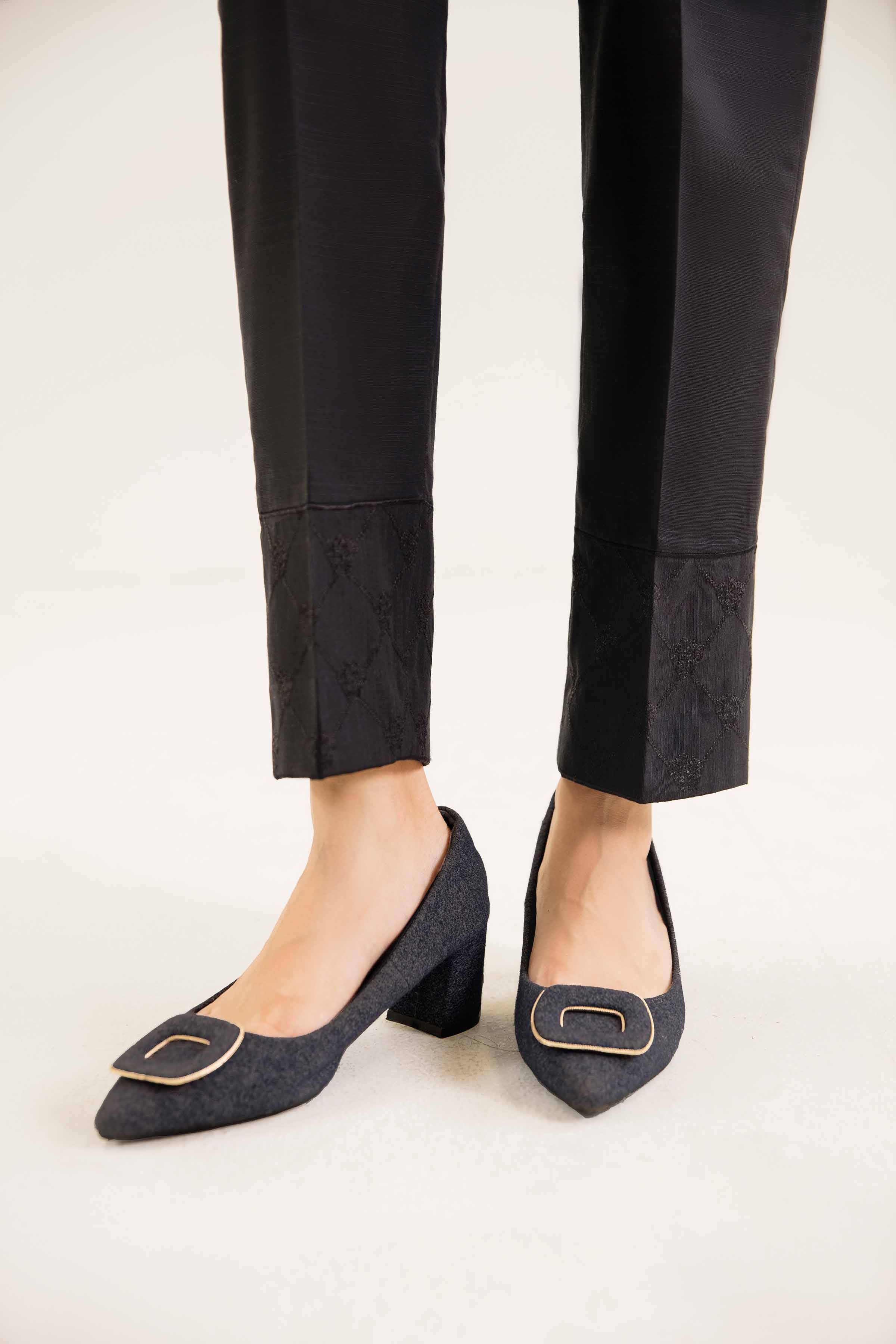 NishatUK - Black Embroidered Khaddar 1-piece ready to wear Trouser