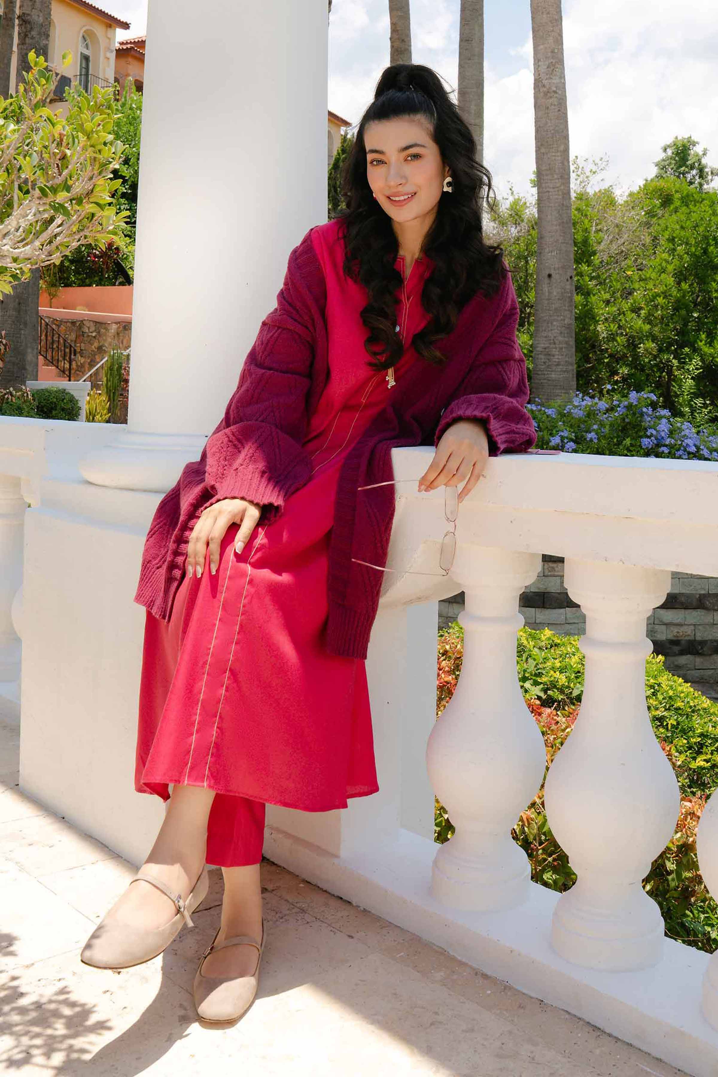 NishatUK - Brown Solids Satin 2-piece ready to wear Dress