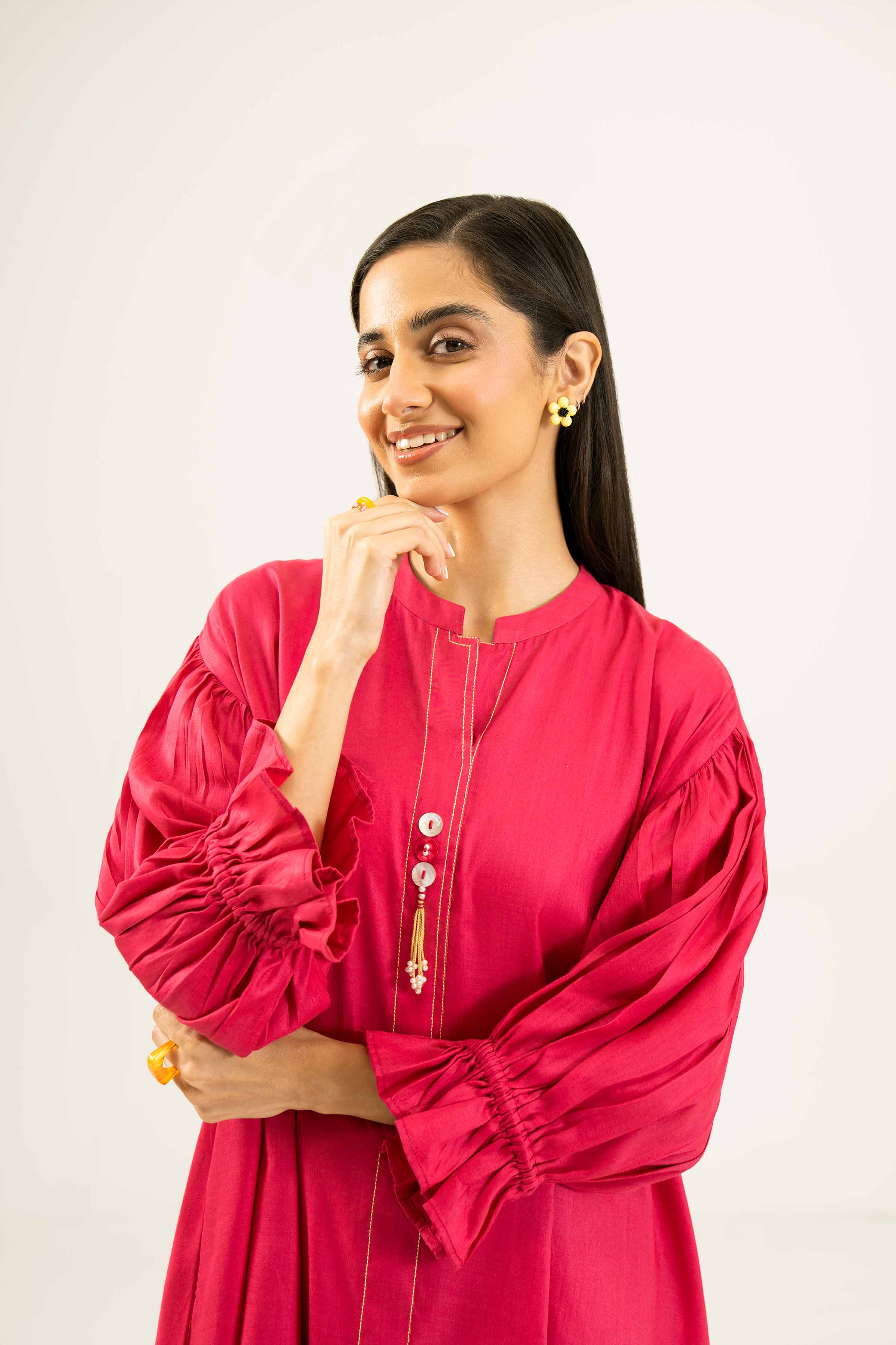 NishatUK - Brown Solids Satin 2-piece ready to wear Dress