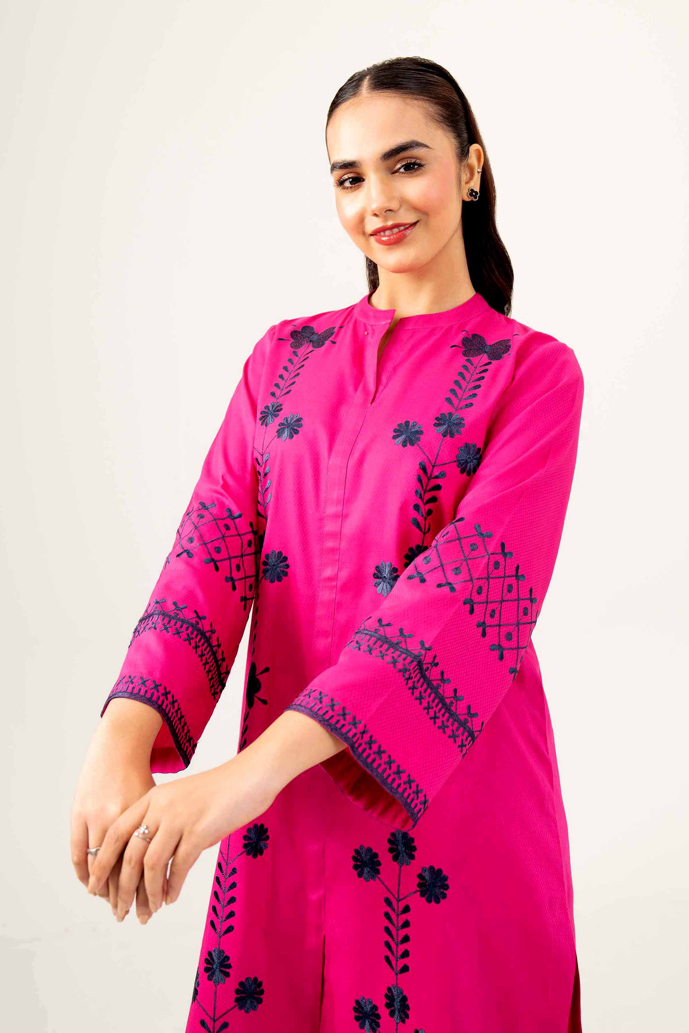 NishatUK - Magenta Embroidered Dobby 2-piece ready to wear Dress