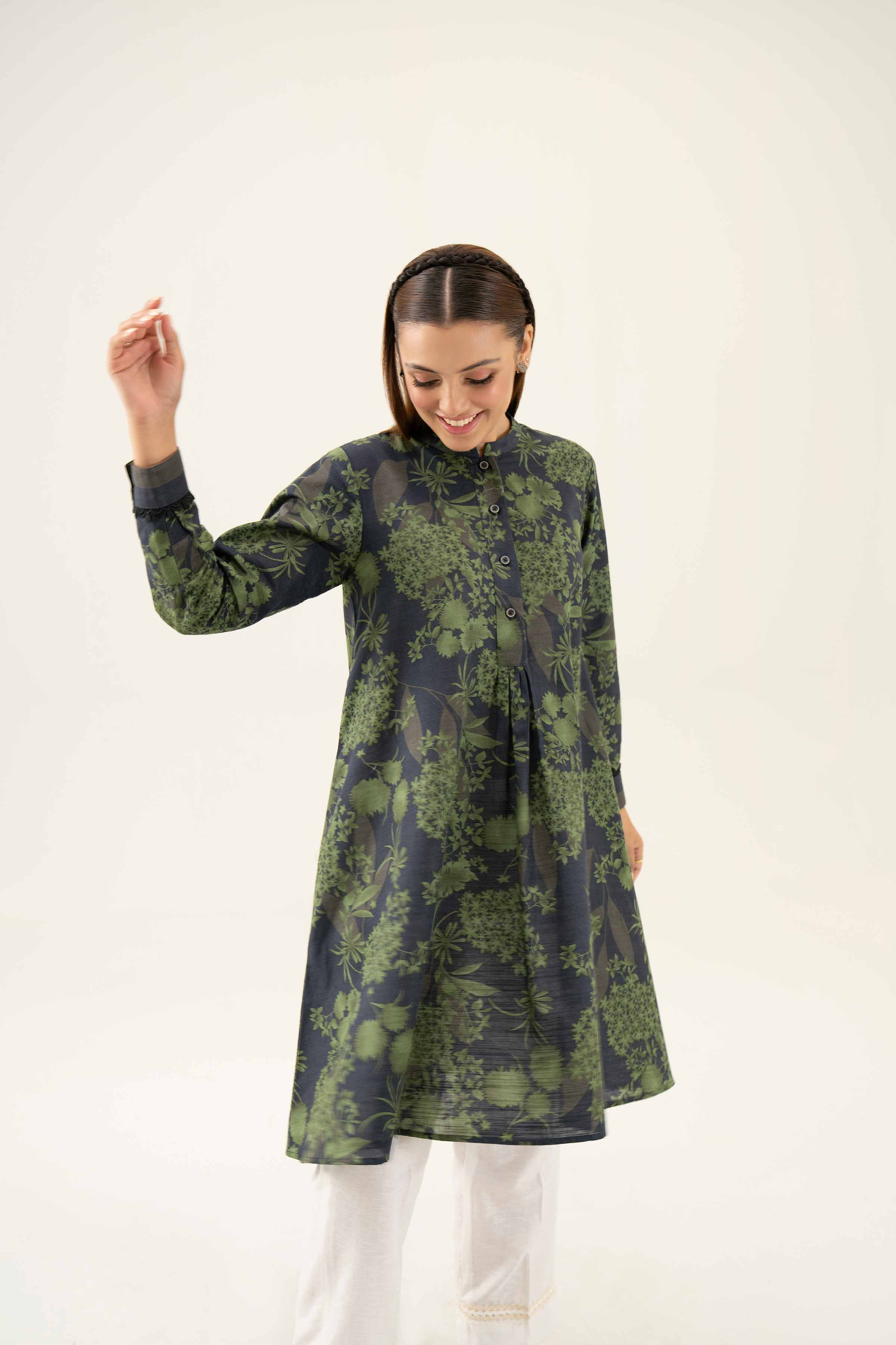 NishatUK - Green Printed Khaddar 1-piece ready to wear Shirt