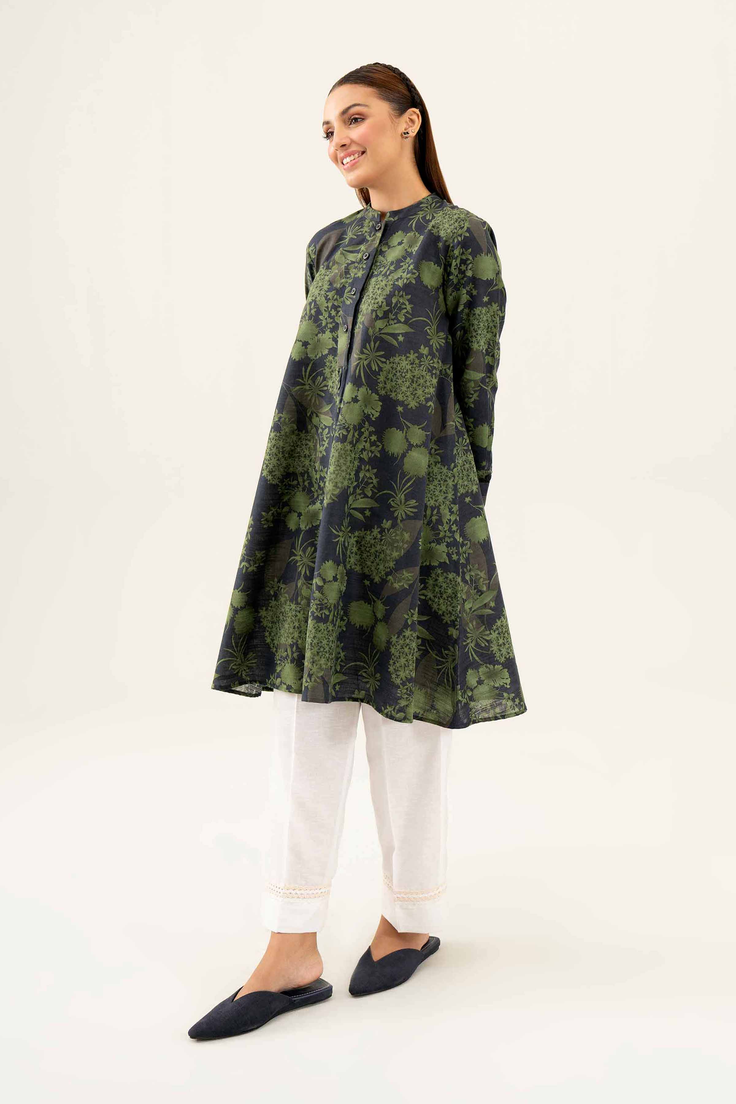 NishatUK - Green Printed Khaddar 1-piece ready to wear Shirt
