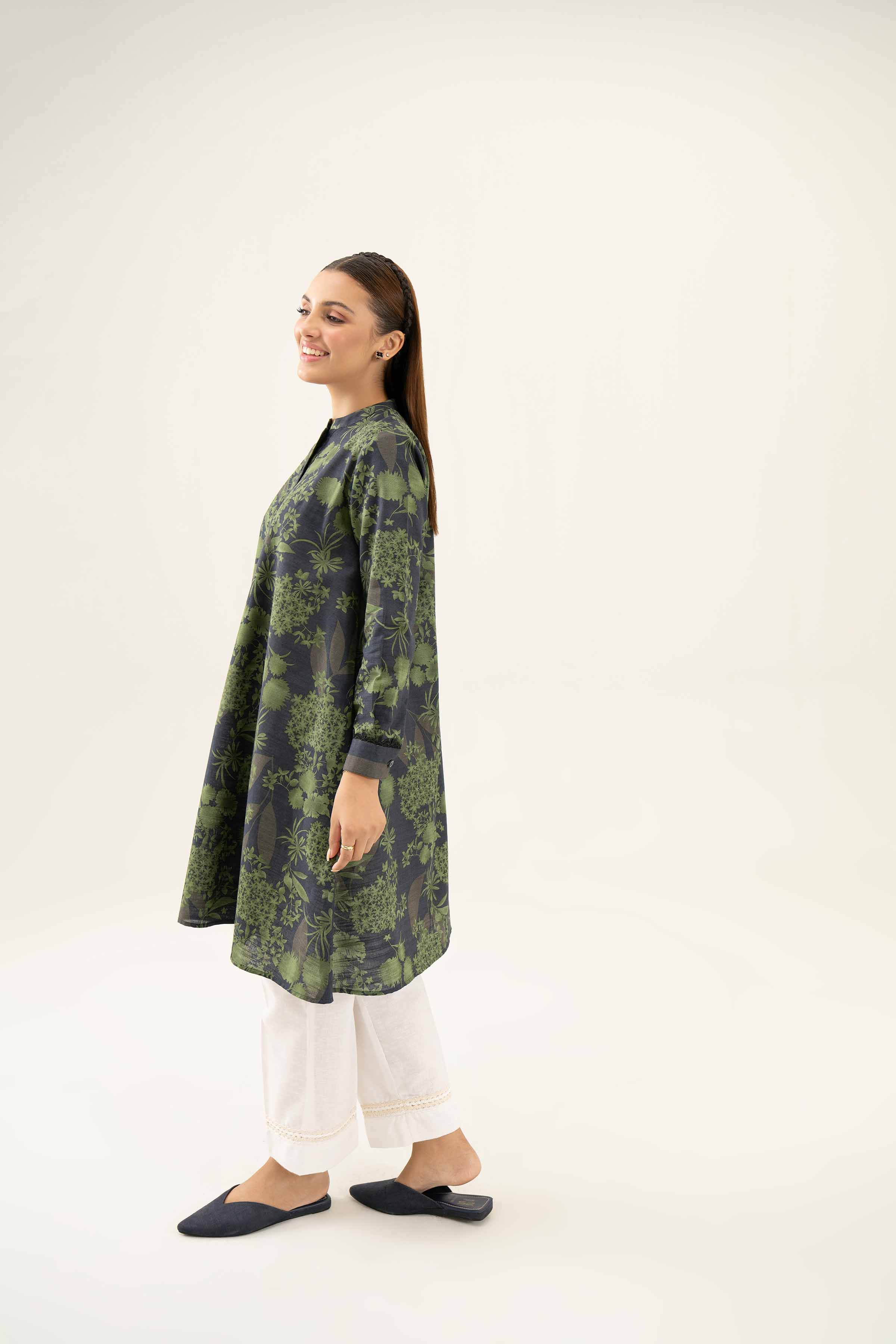 NishatUK - Green Printed Khaddar 1-piece ready to wear Shirt