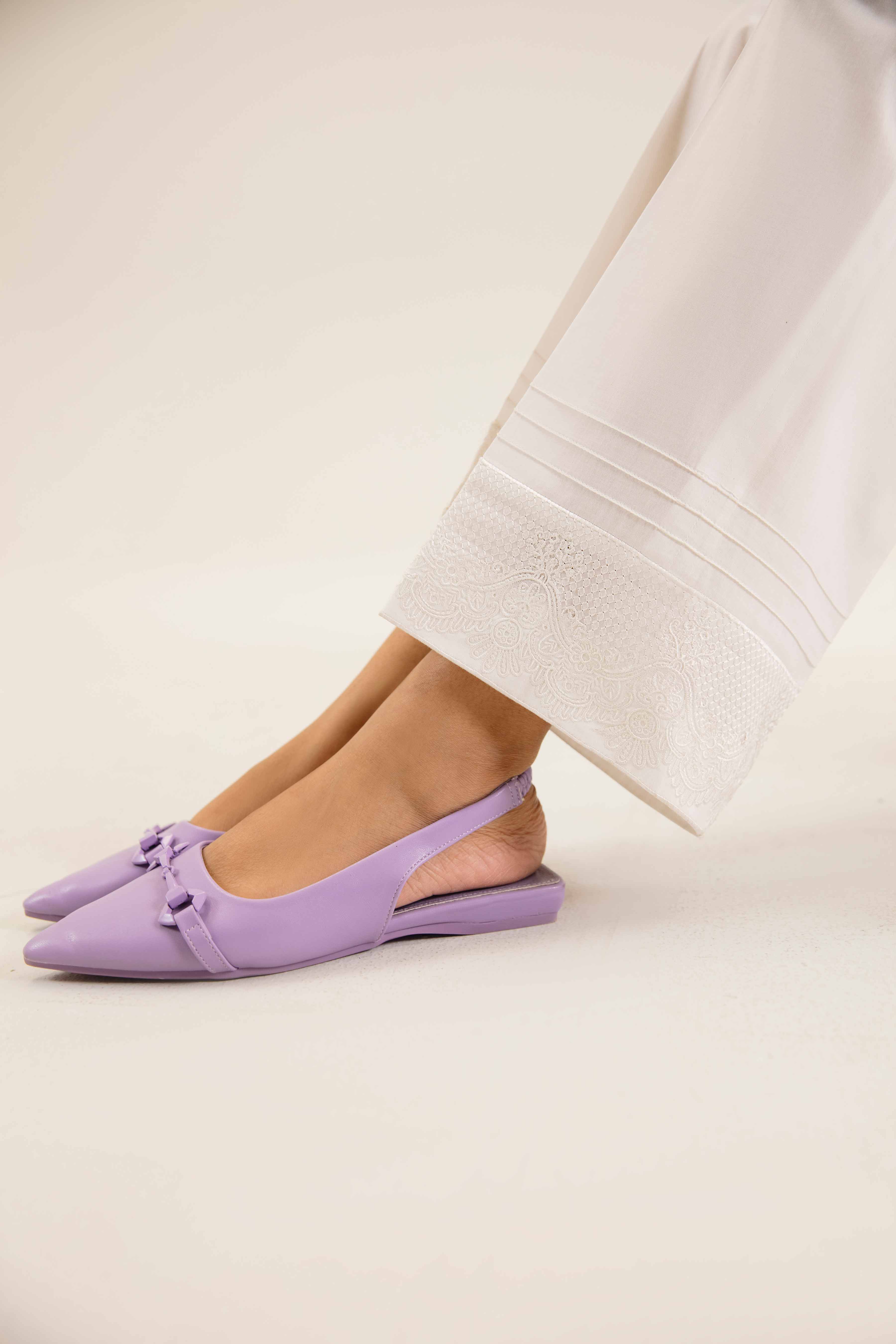 NishatUK - White Embroidered Cambric 1-piece ready to wear Trouser