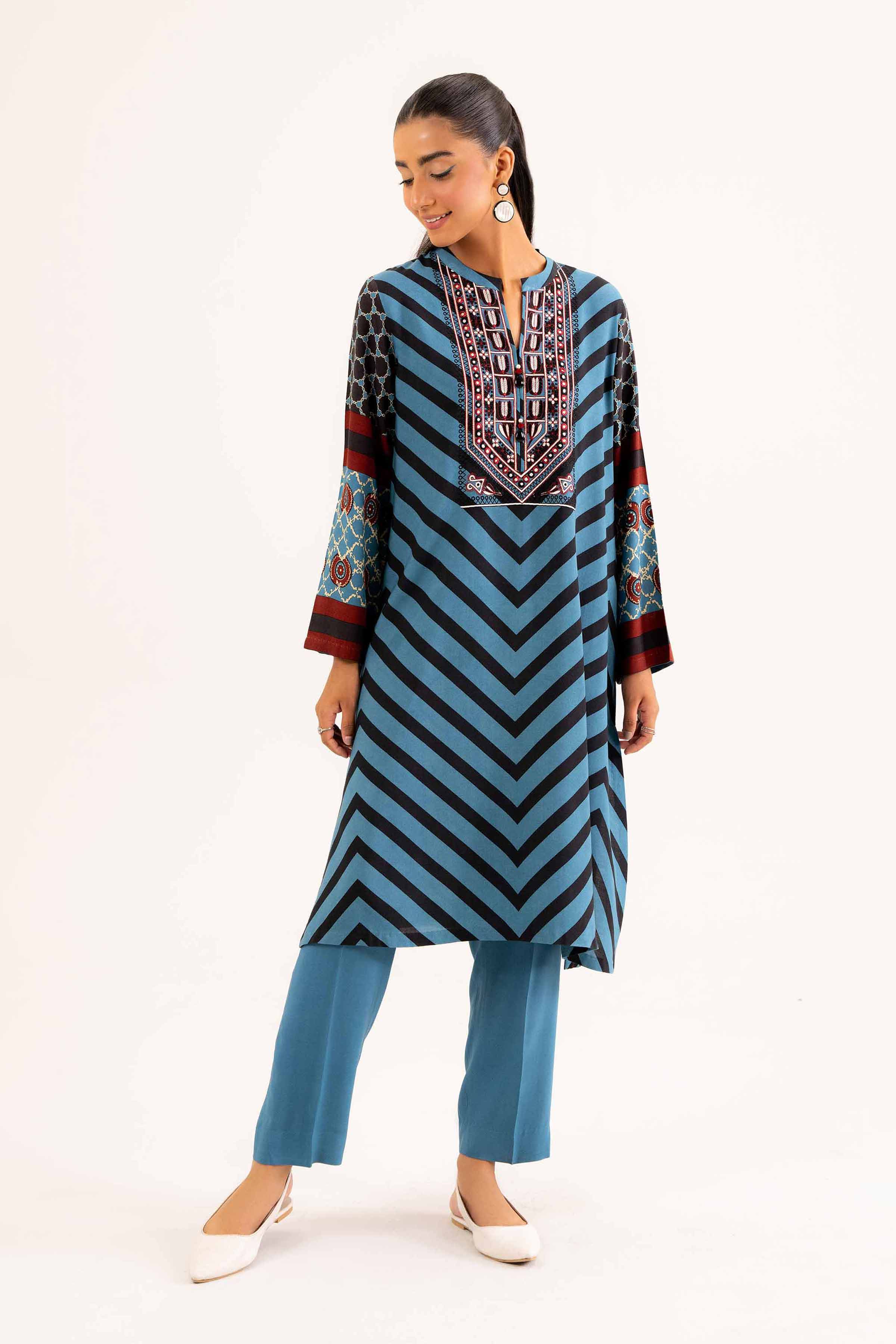 NishatUK - Brown Embroidered Linen 2-piece ready to wear Dress