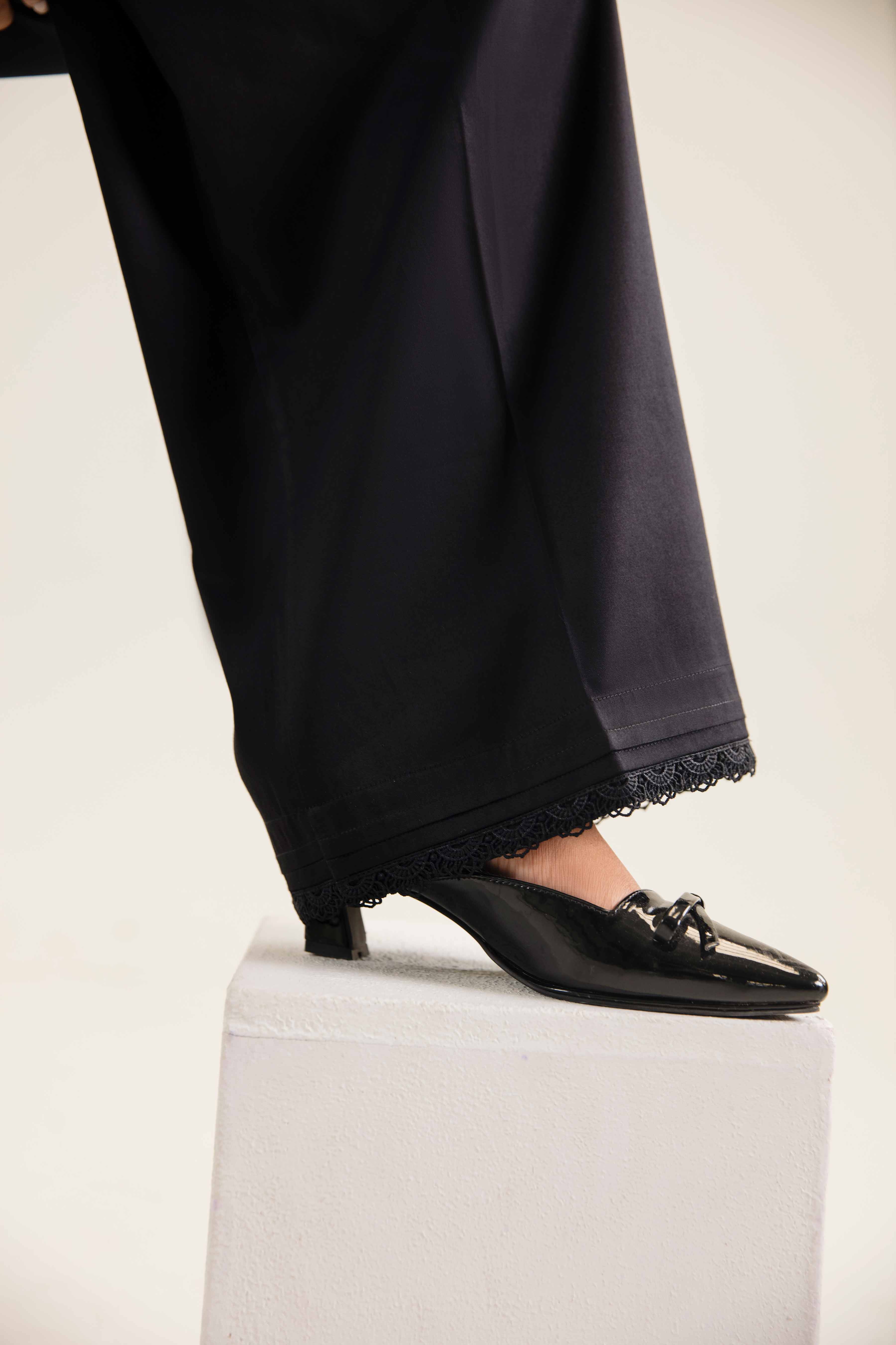 NishatUK - Black Solids Satin 1-piece ready to wear Trouser