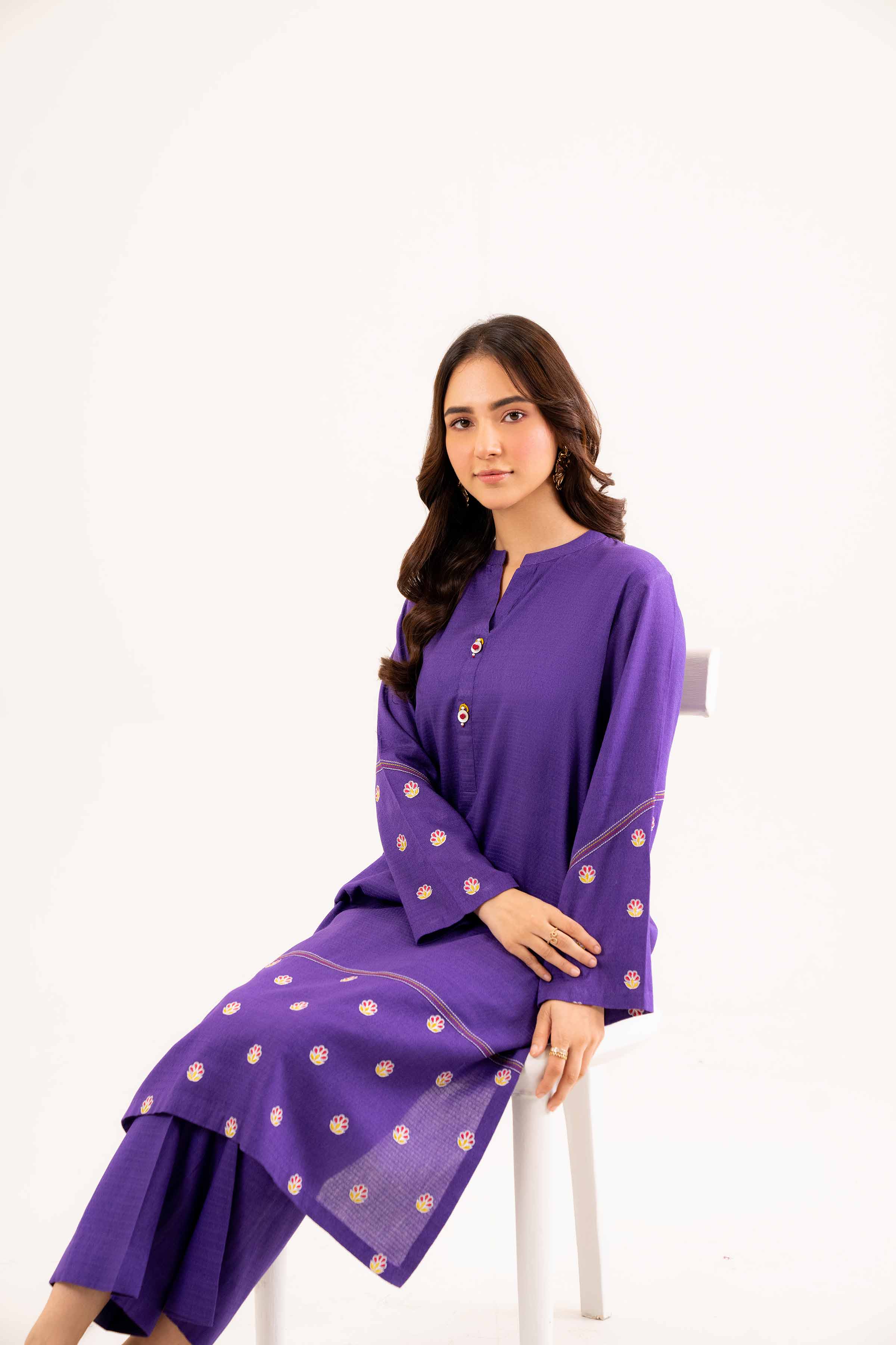 NishatUK - Brown Embroidered Dobby 2-piece ready to wear Dress