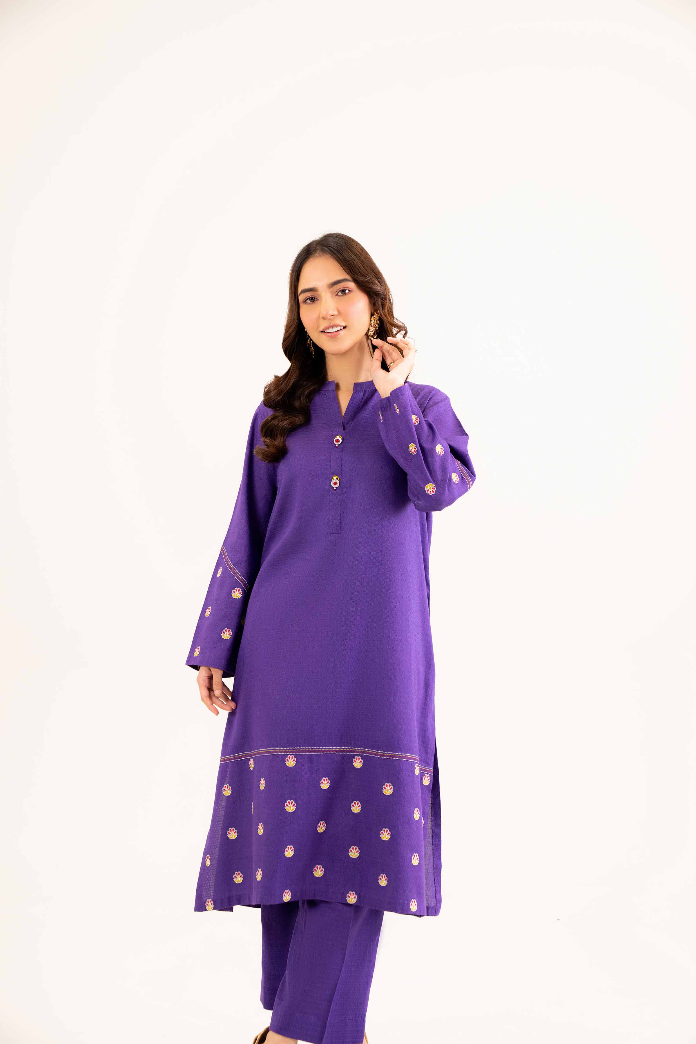 NishatUK - Brown Embroidered Dobby 2-piece ready to wear Dress