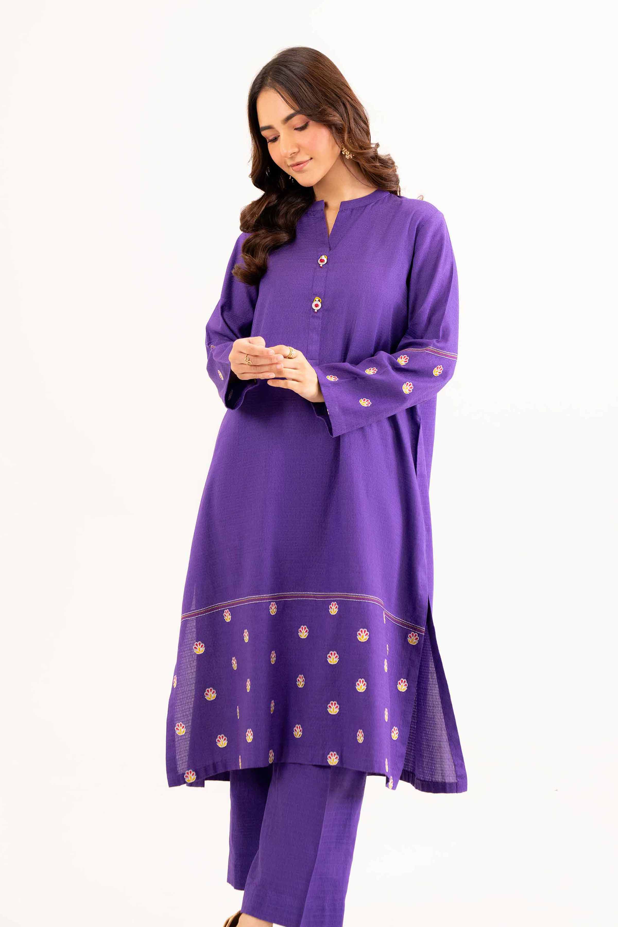 NishatUK - Brown Embroidered Dobby 2-piece ready to wear Dress
