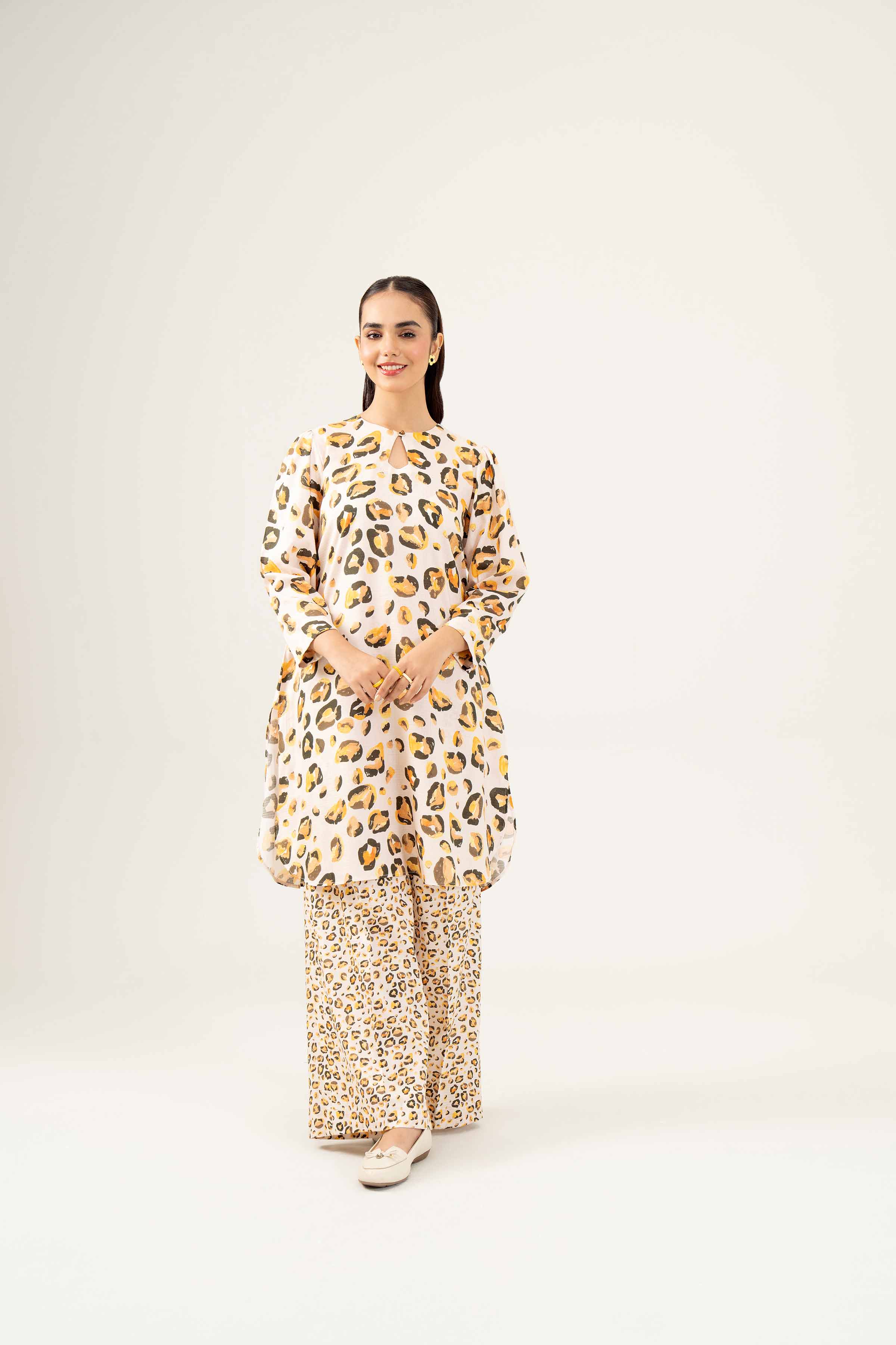 NishatUK - Brown Printed Dobby 2-piece ready to wear Dress