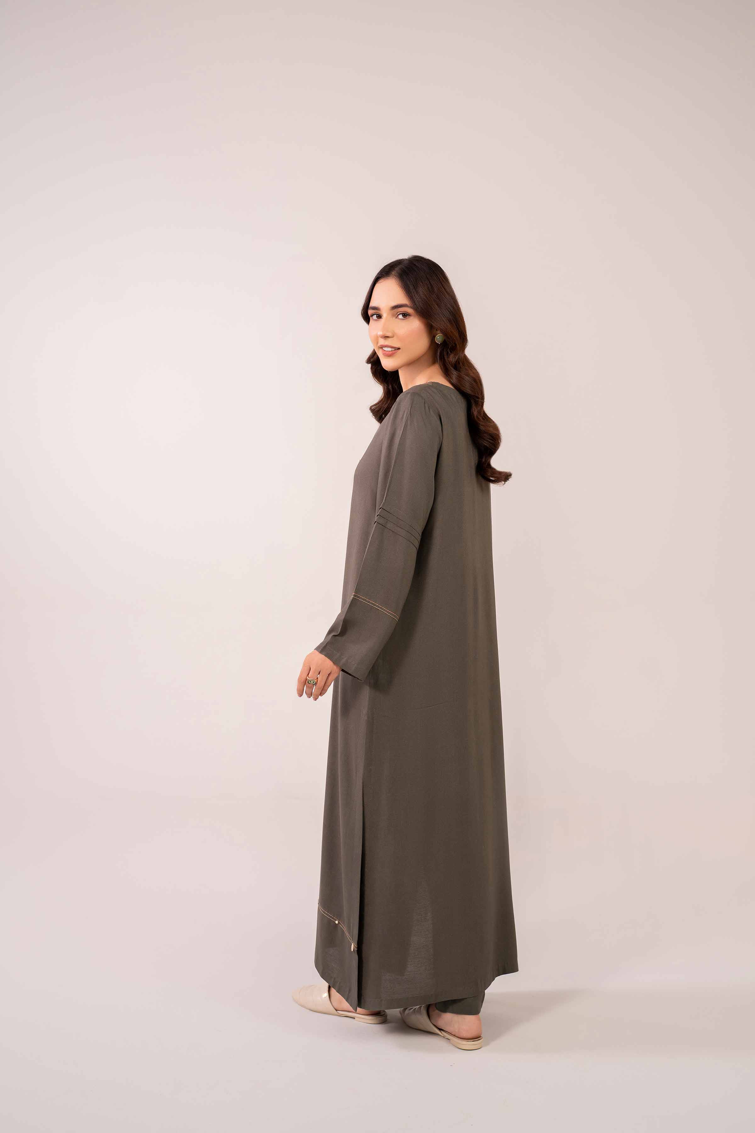 NishatUK - Brown Solids Linen 2-piece ready to wear Dress