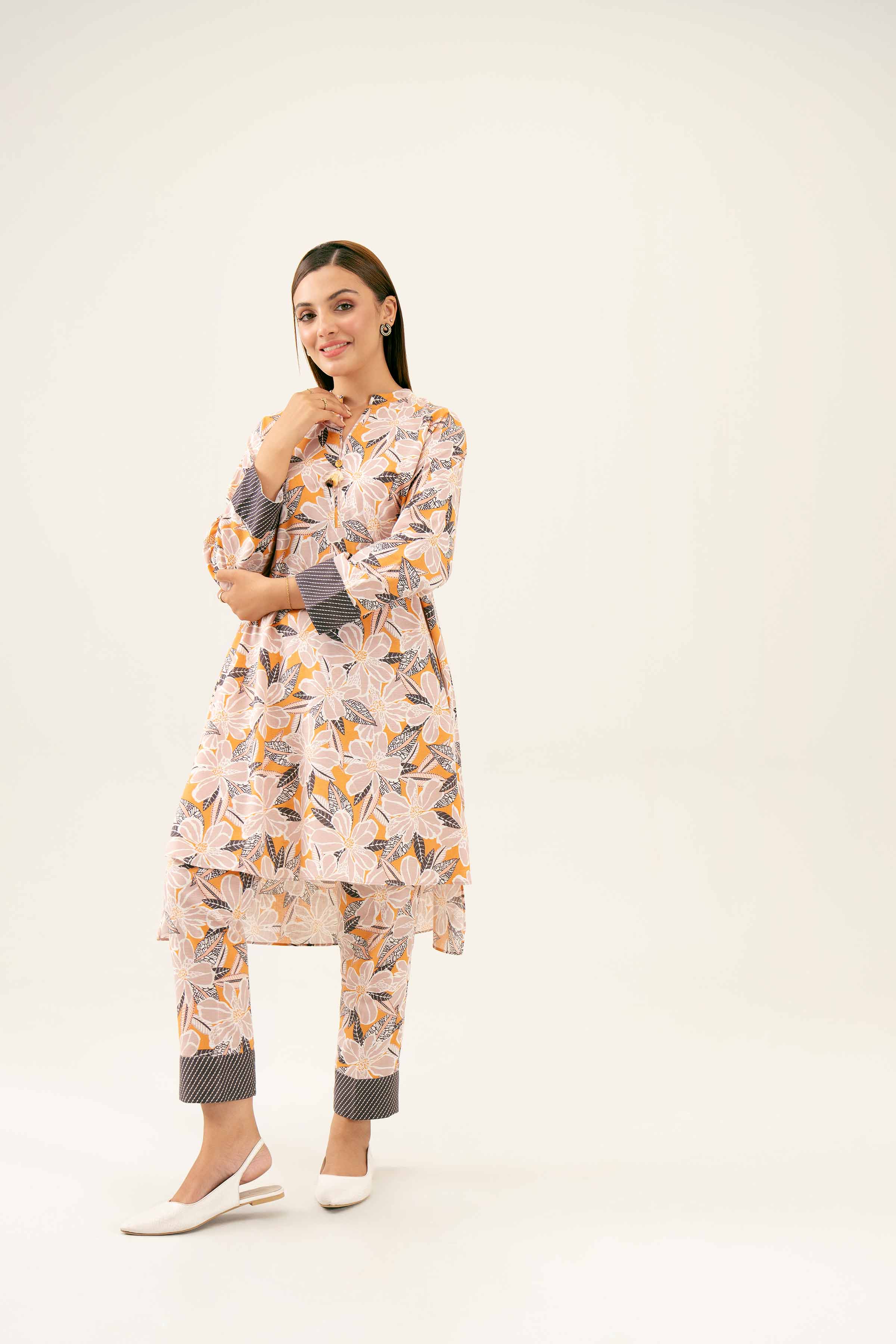 NishatUK - Peach Printed Karandi 2-piece ready to wear Dress