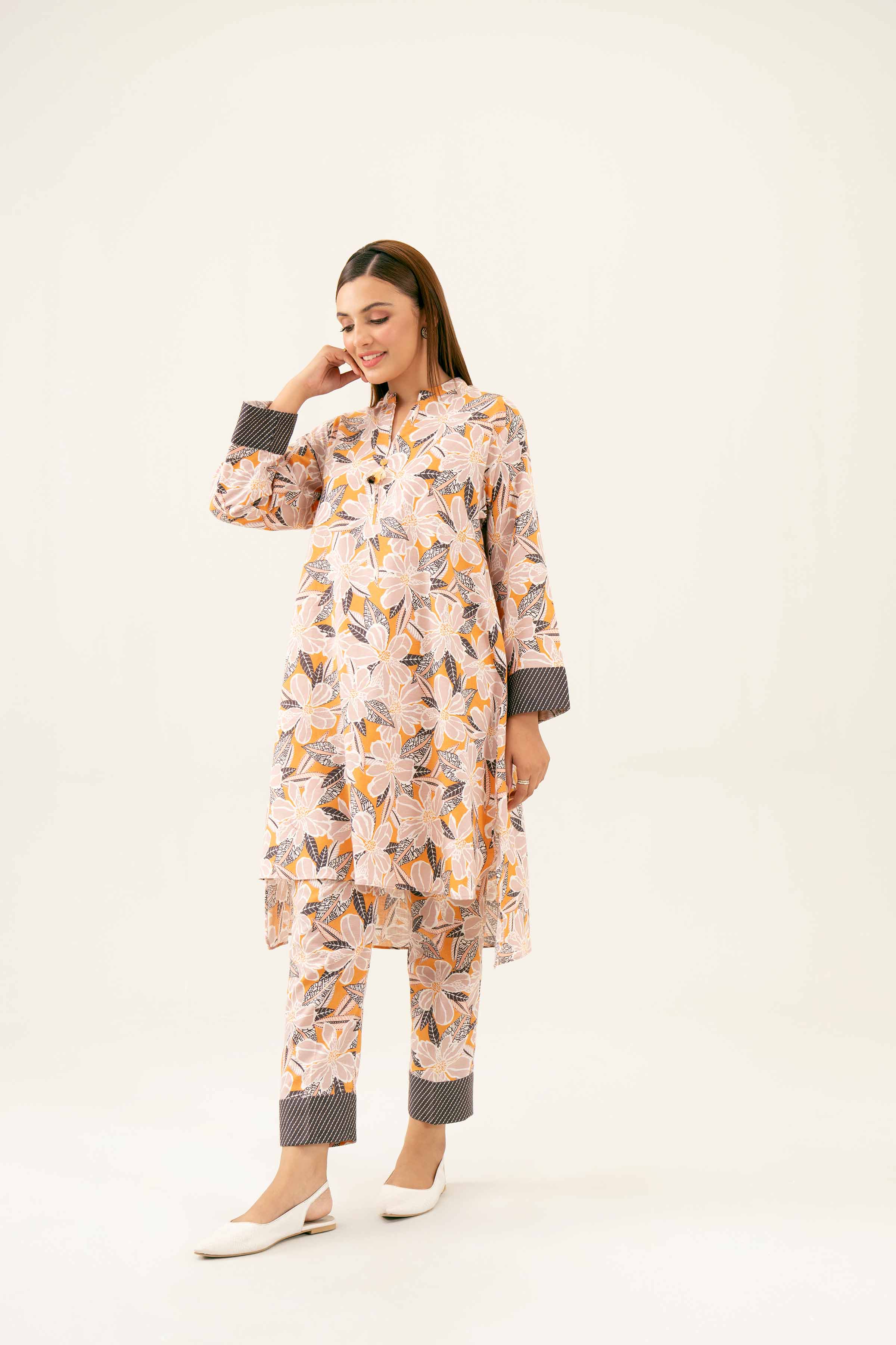 NishatUK - Peach Printed Karandi 2-piece ready to wear Dress