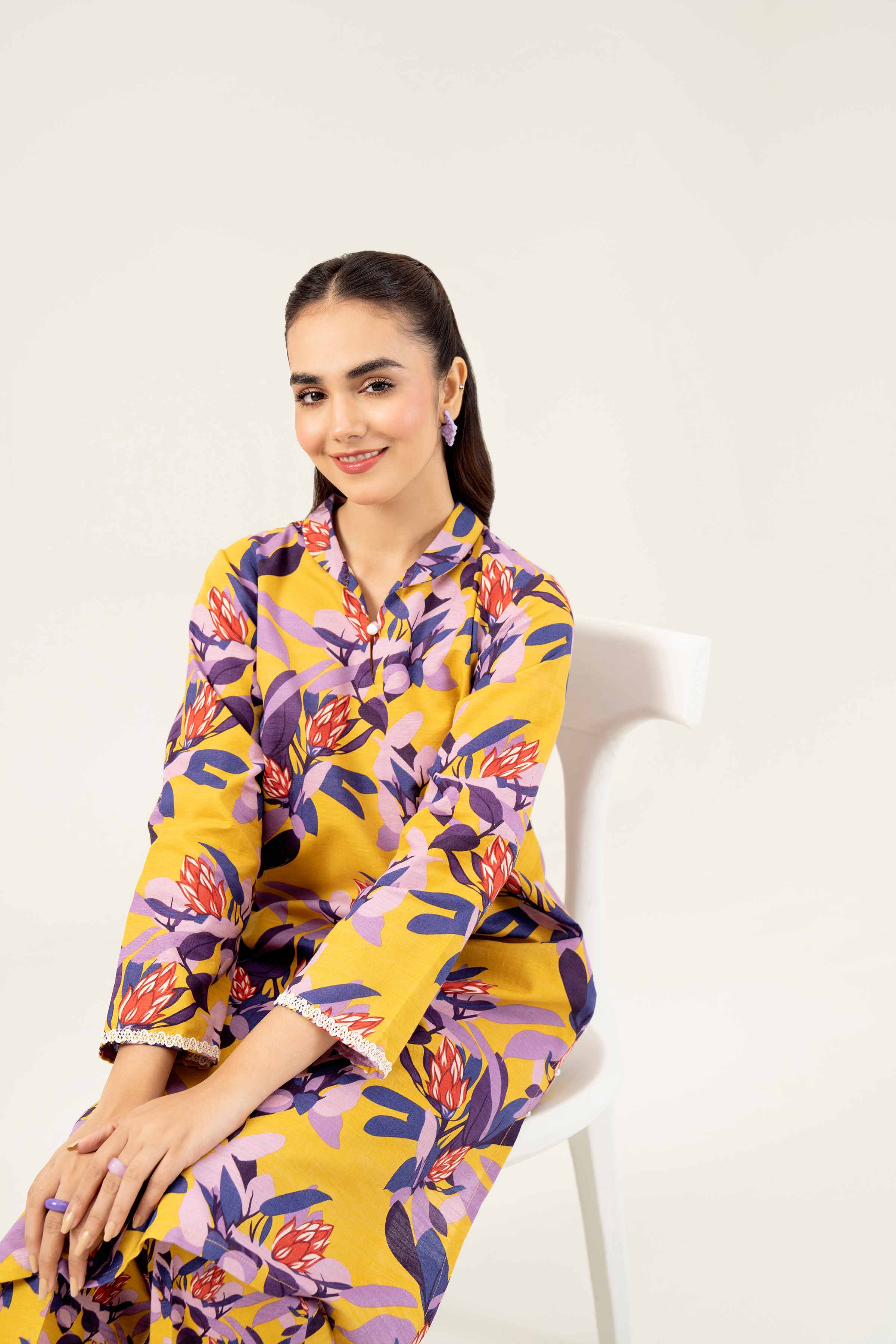 NishatUK - Brown Printed Khaddar 2-piece ready to wear Dress