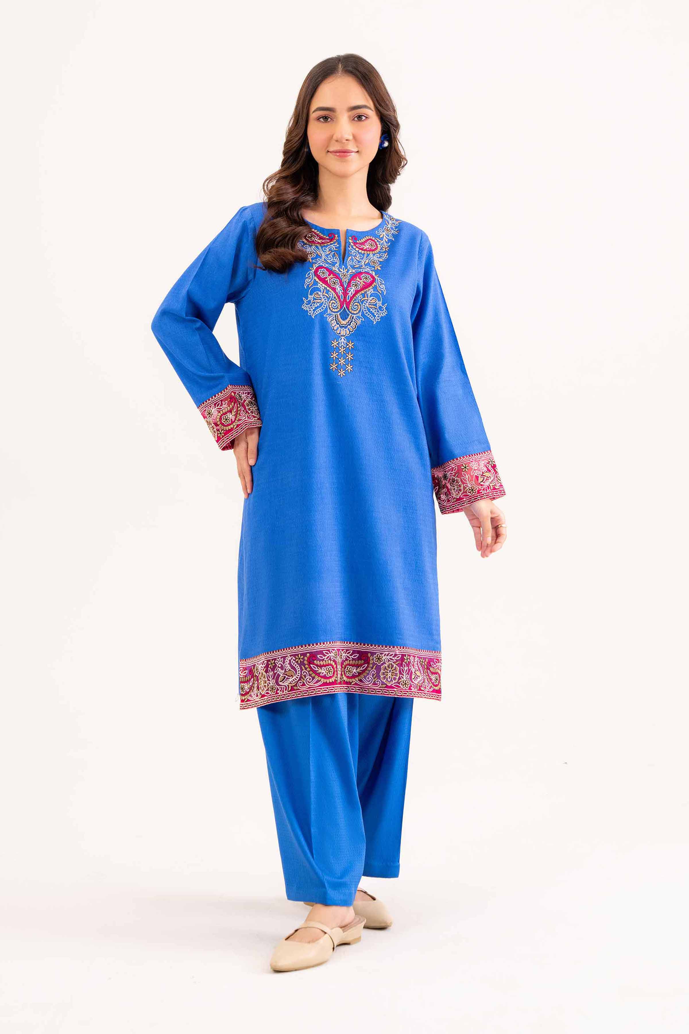 NishatUK - Brown Embroidered Dobby 2-piece ready to wear Dress