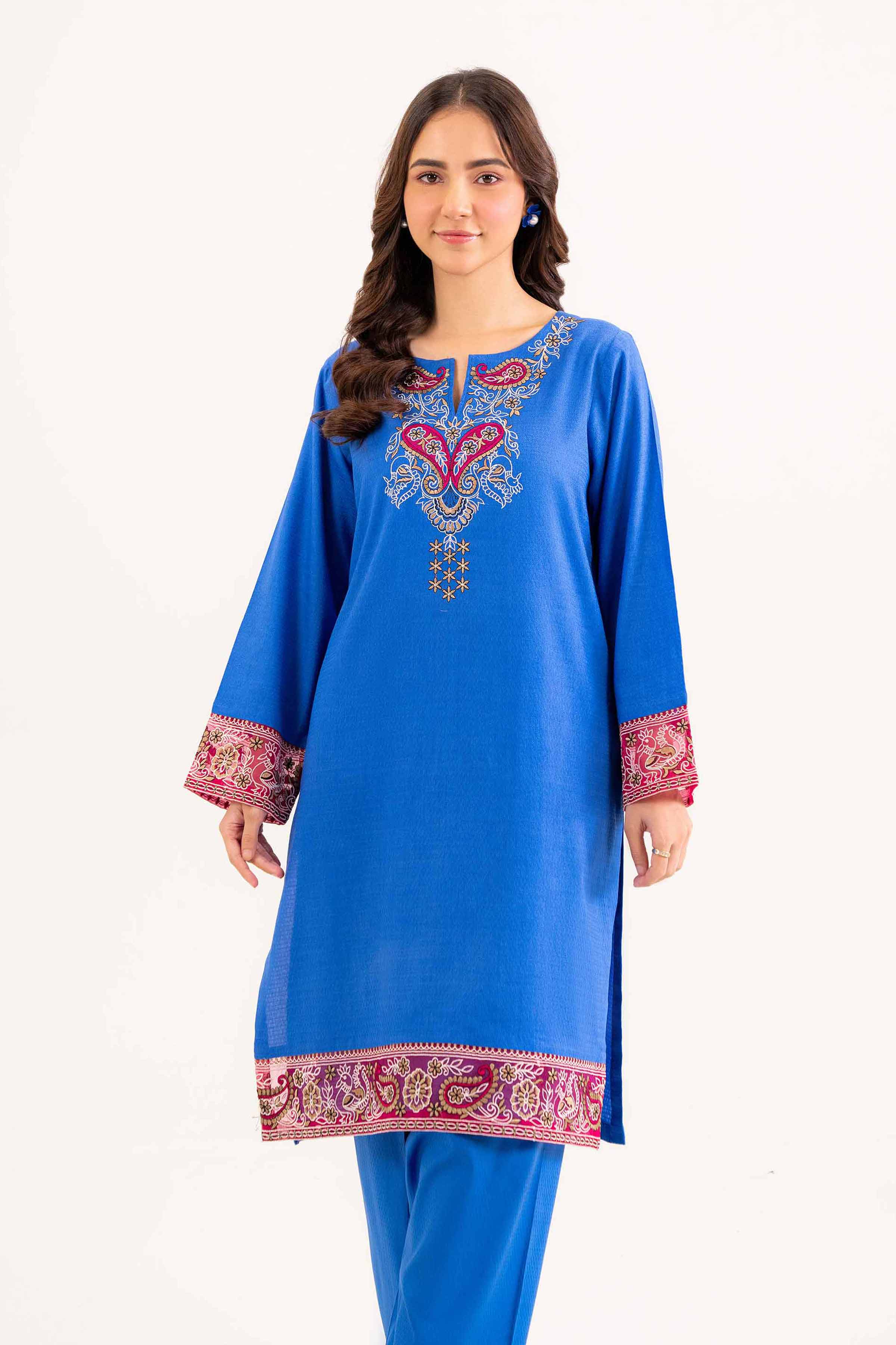 NishatUK - Brown Embroidered Dobby 2-piece ready to wear Dress