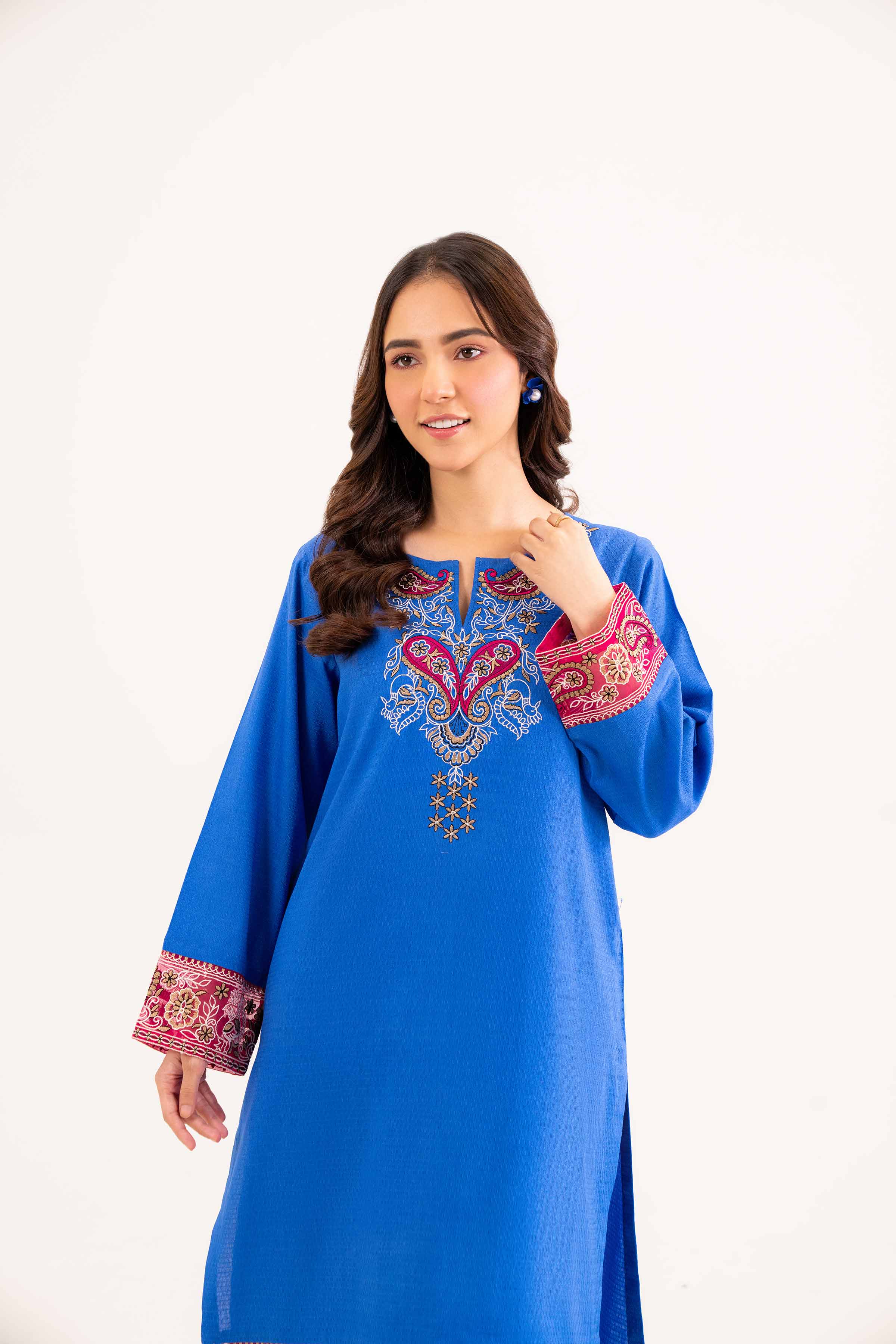 NishatUK - Brown Embroidered Dobby 2-piece ready to wear Dress