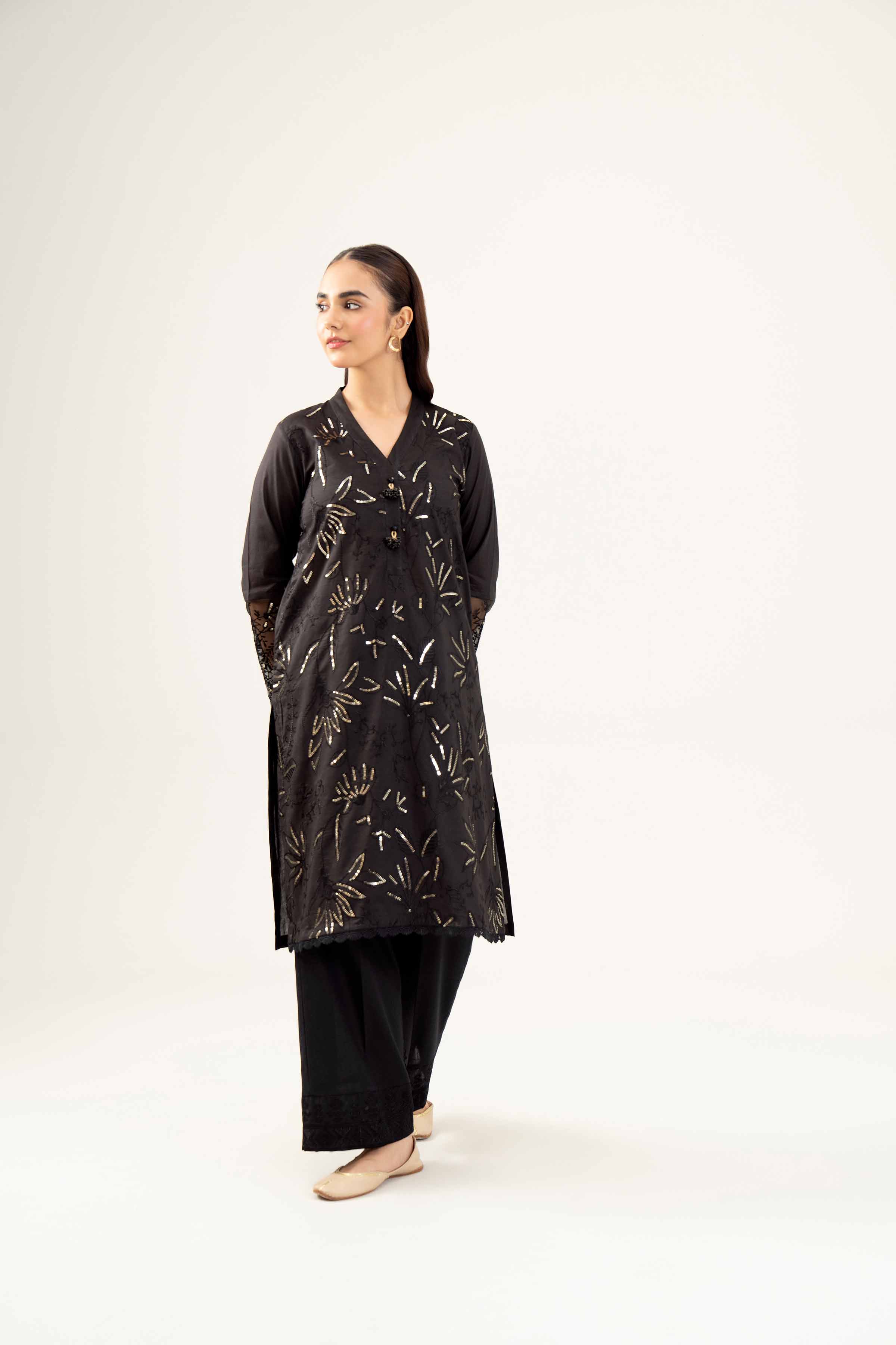 NishatUK - Black Embroidered Lawn 1-piece ready to wear Shirt