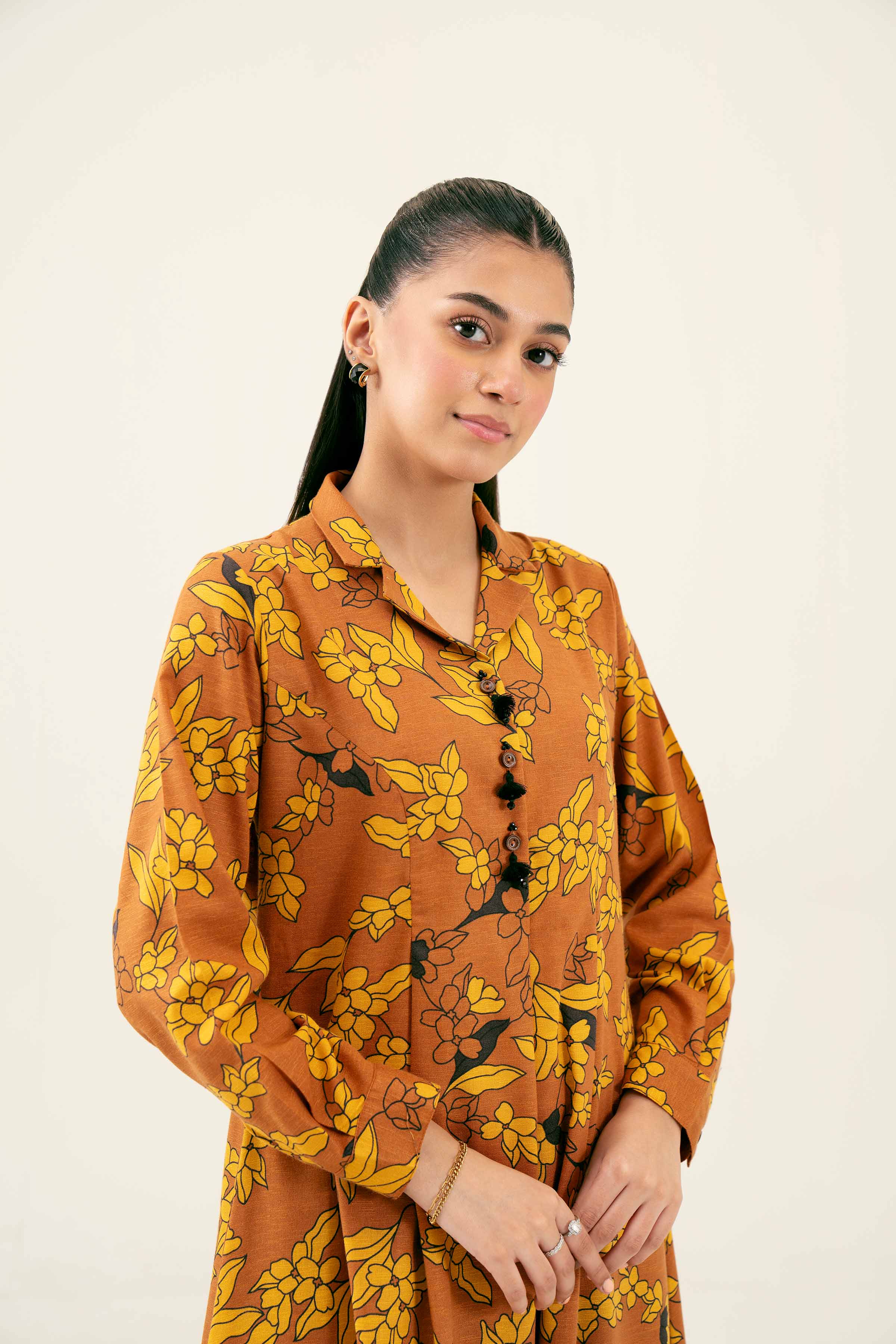 NishatUK - Brown Printed Karandi 1-piece ready to wear Dress