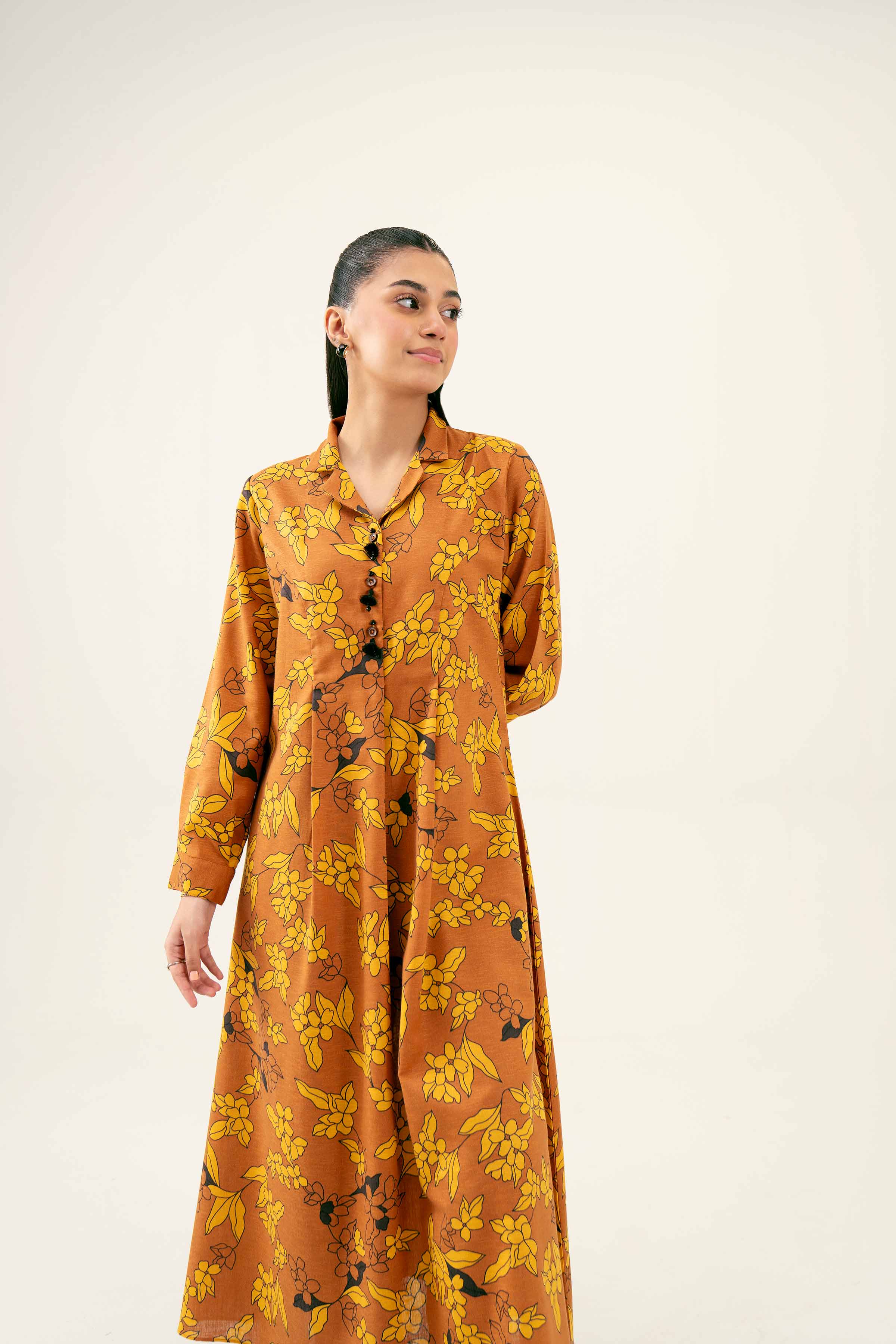 NishatUK - Brown Printed Karandi 1-piece ready to wear Dress