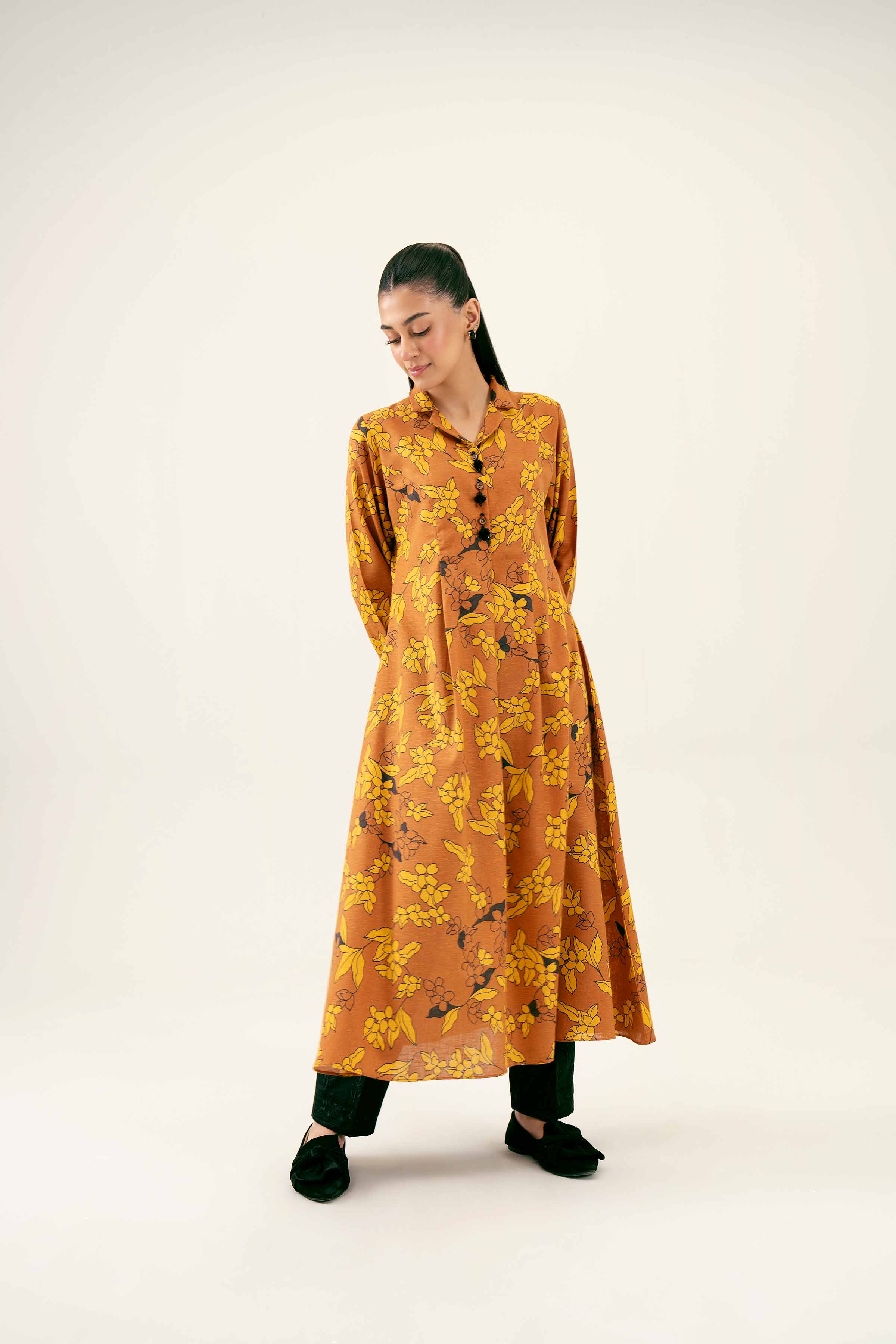 NishatUK - Brown Printed Karandi 1-piece ready to wear Dress