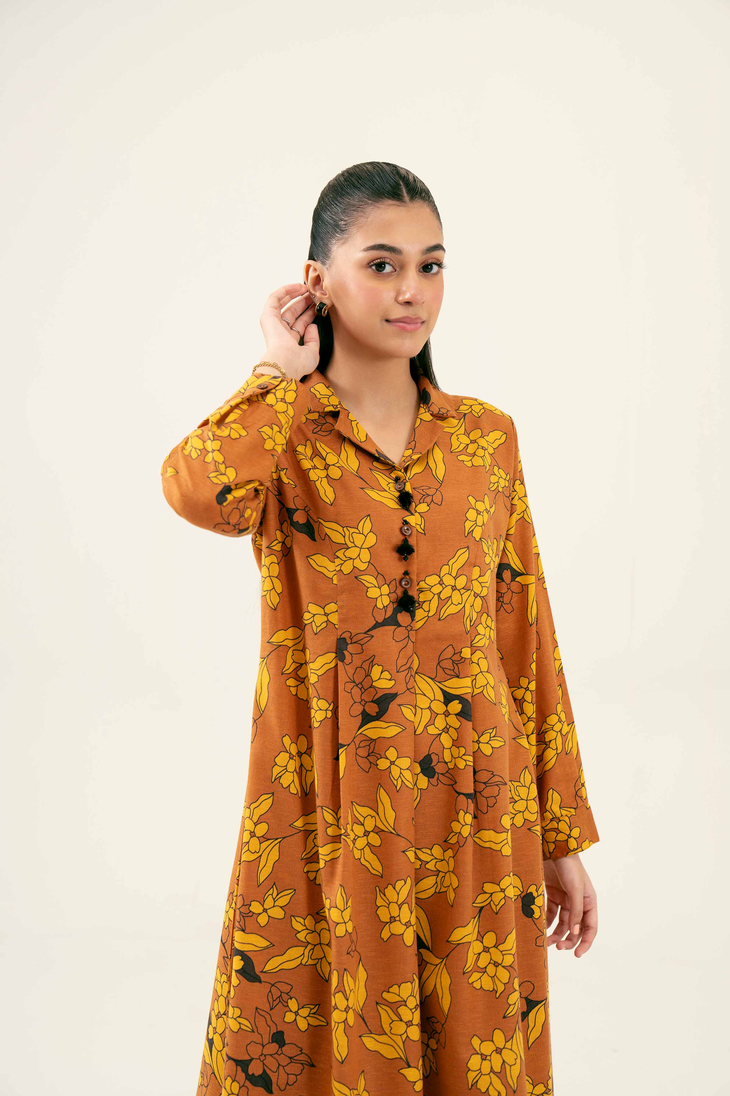 NishatUK - Brown Printed Karandi 1-piece ready to wear Dress