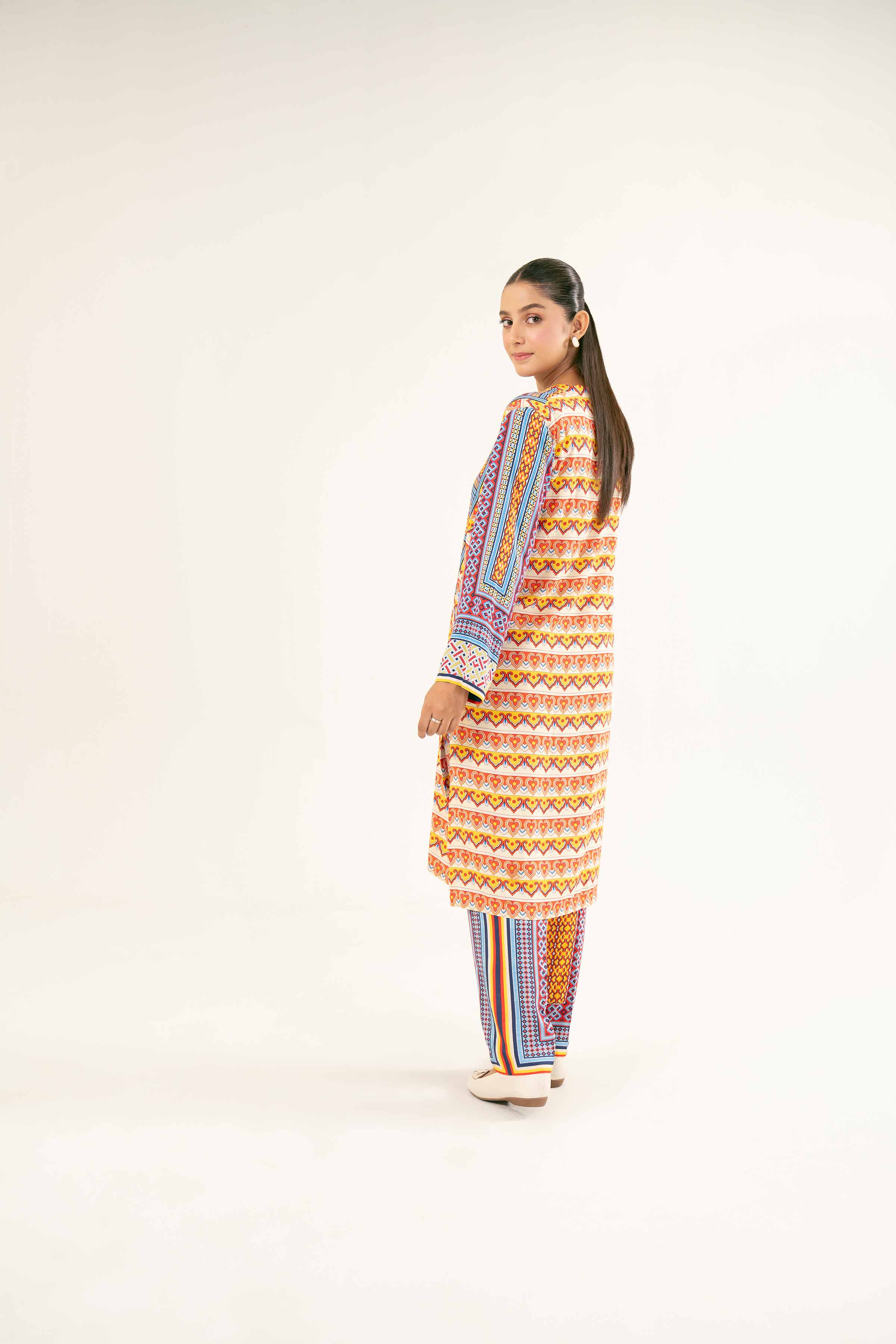 NishatUK - Brown Printed Linen 2-piece ready to wear Dress