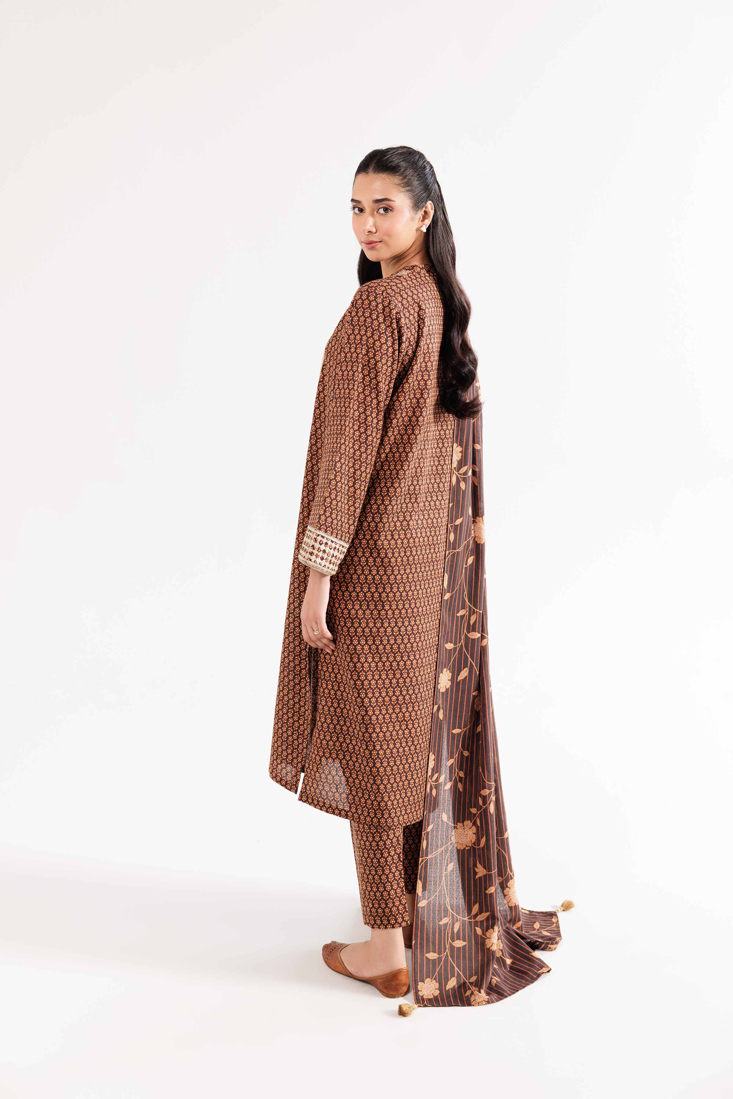 NishatUK - Brown Embroidered Karandi 3-piece ready to wear Suit