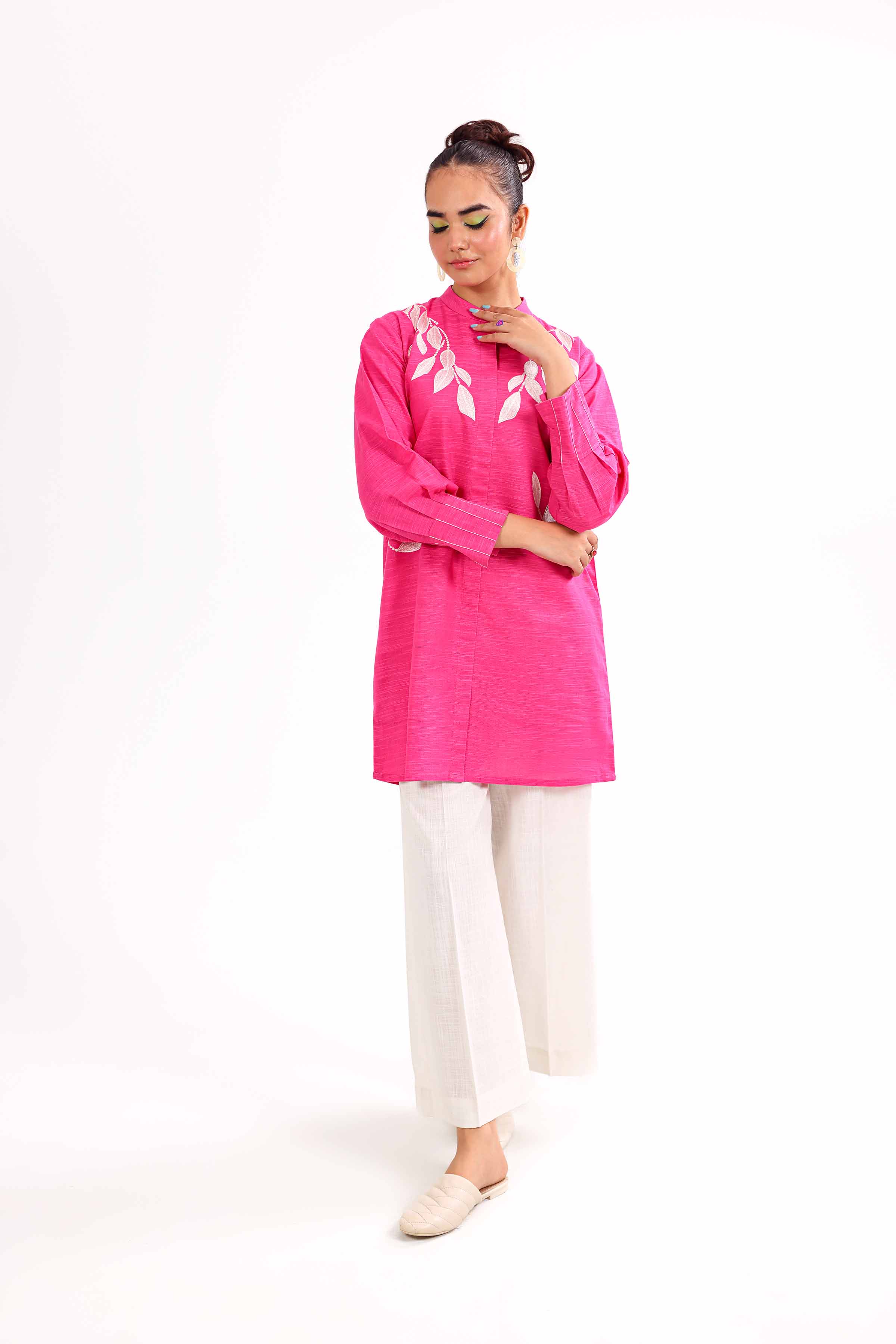NishatUK - Brown Embroidered Khaddar 1-piece ready to wear Tunic