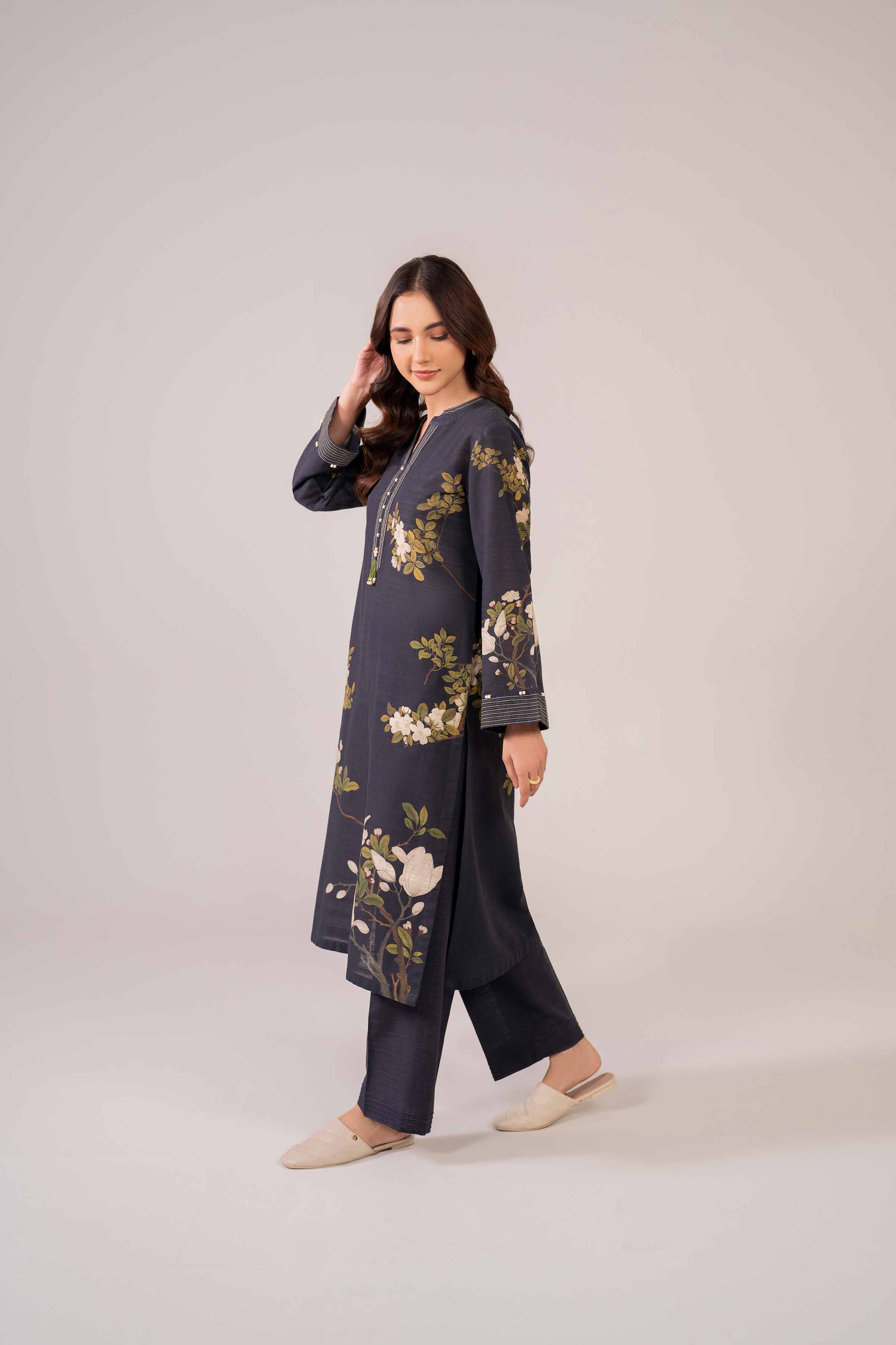 NishatUK - Brown Printed Khaddar 2-piece ready to wear Dress