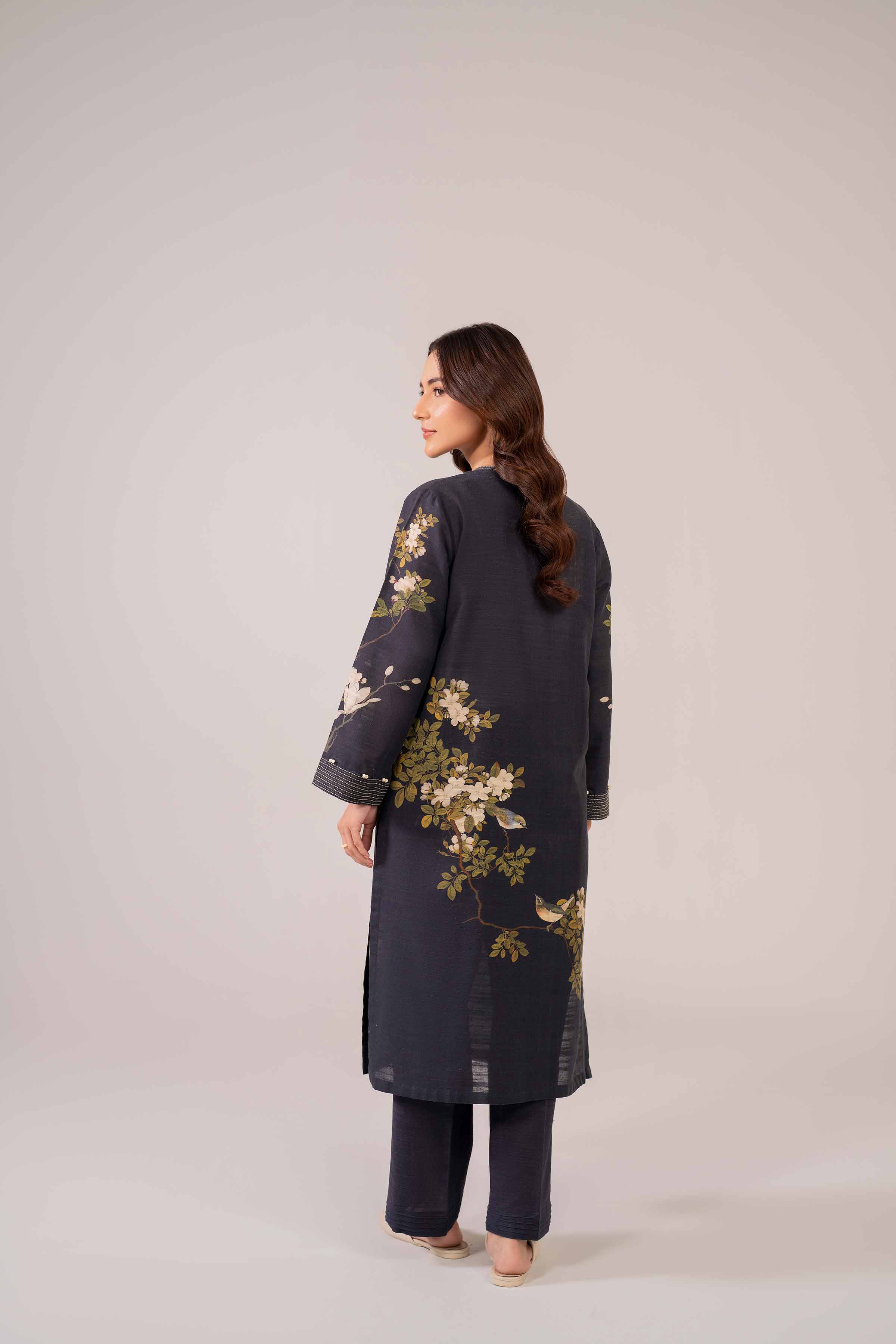 NishatUK - Brown Printed Khaddar 2-piece ready to wear Dress