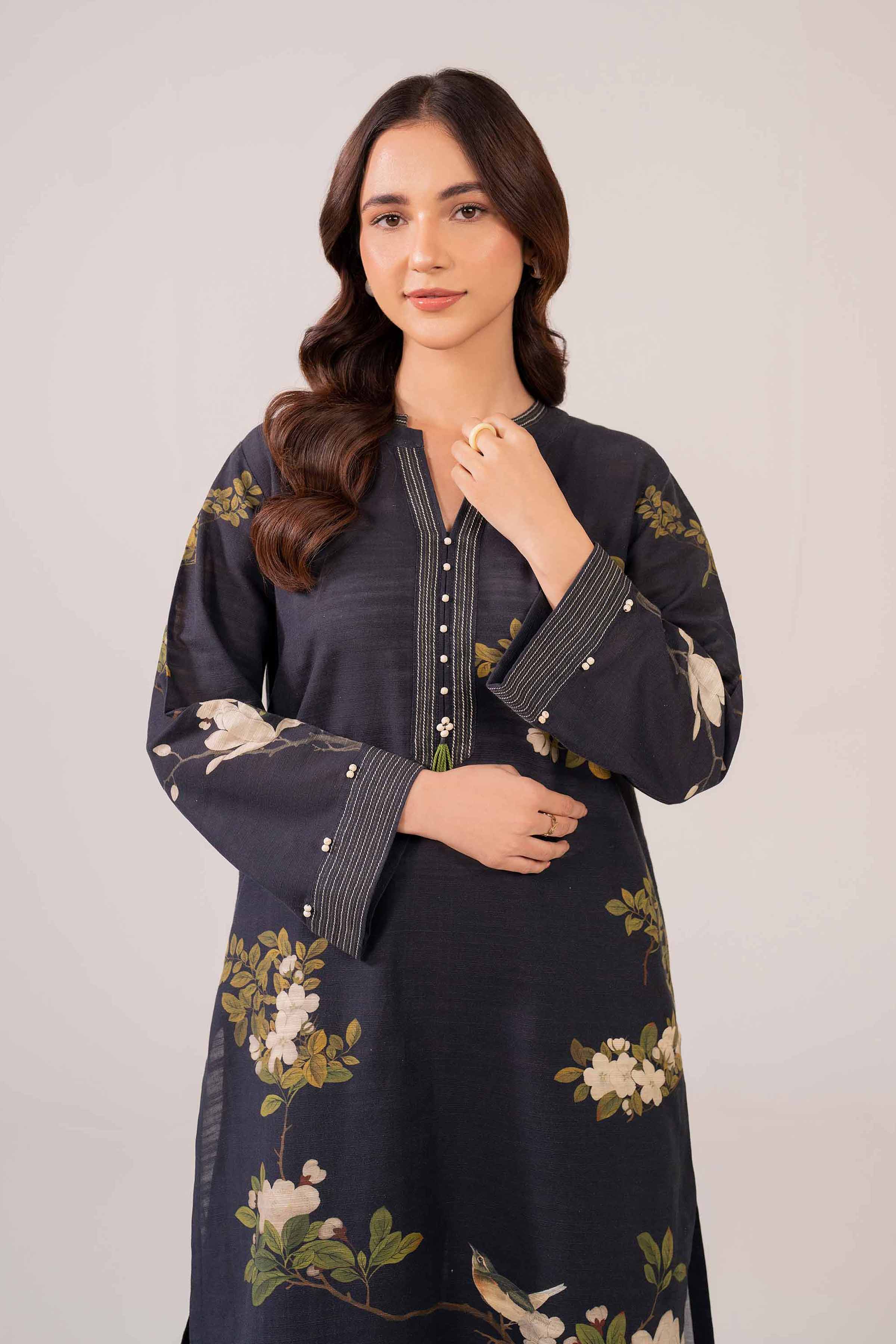 NishatUK - Brown Printed Khaddar 2-piece ready to wear Dress