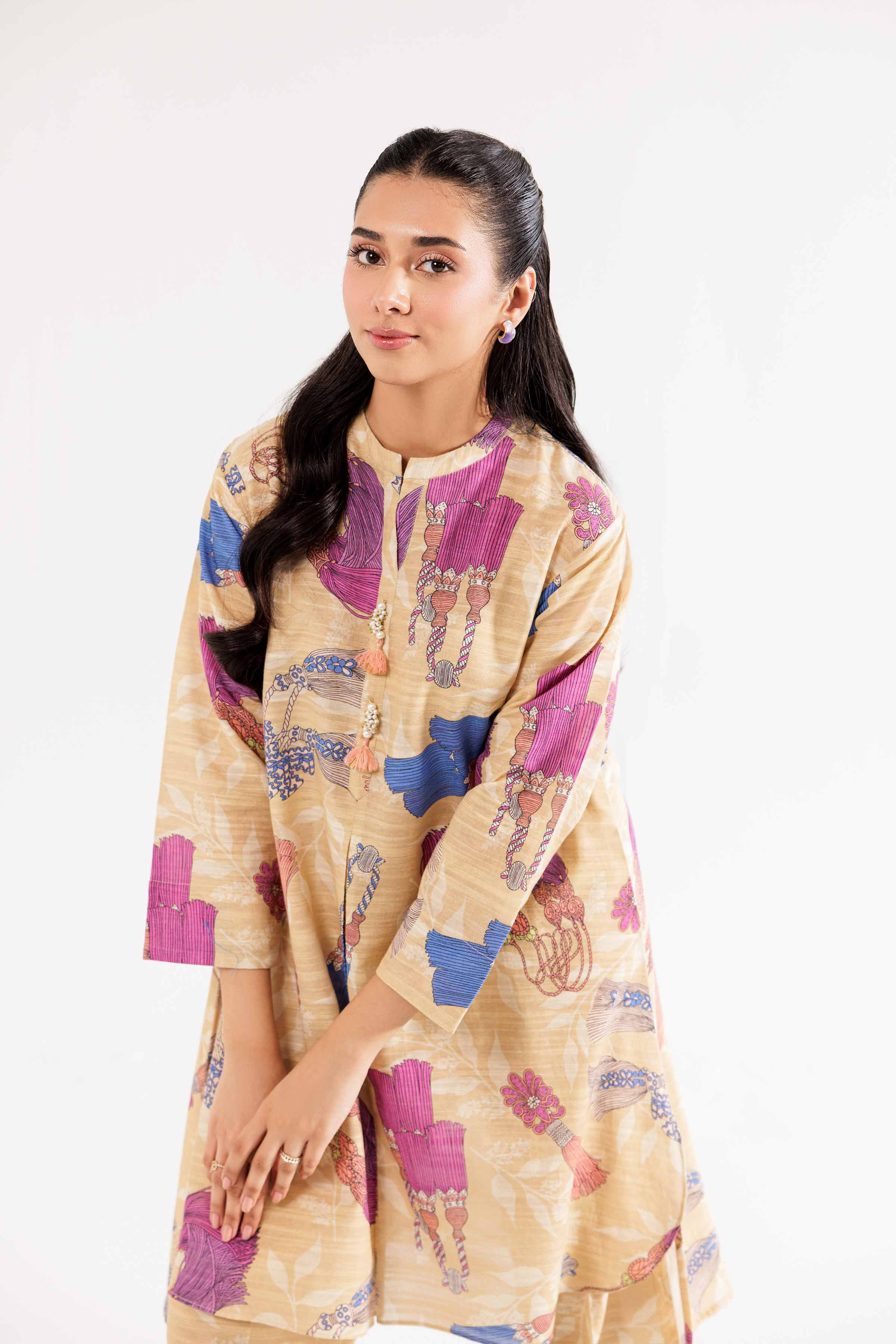 NishatUK - Brown Printed Khaddar 2-piece ready to wear Dress
