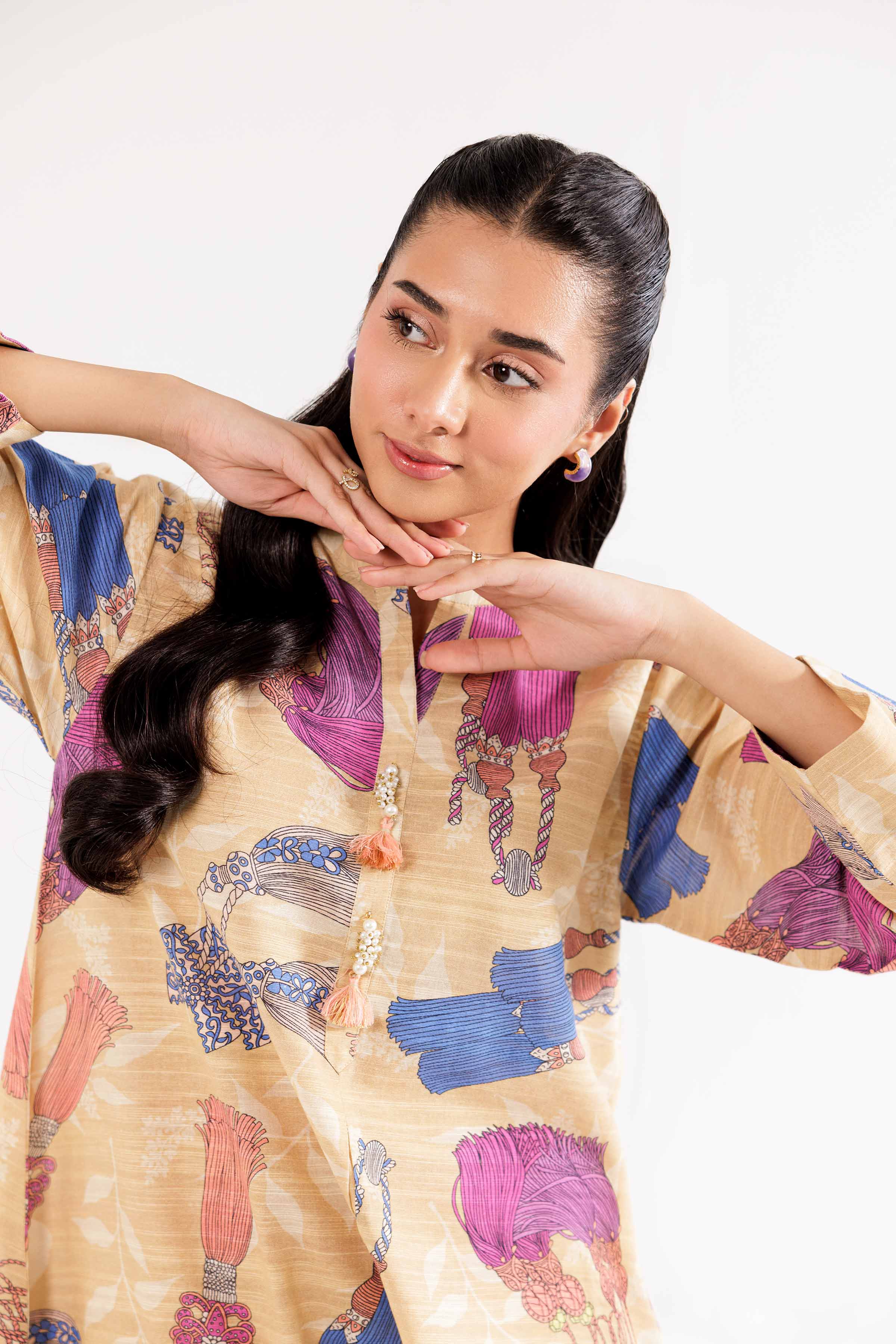 NishatUK - Brown Printed Khaddar 2-piece ready to wear Dress