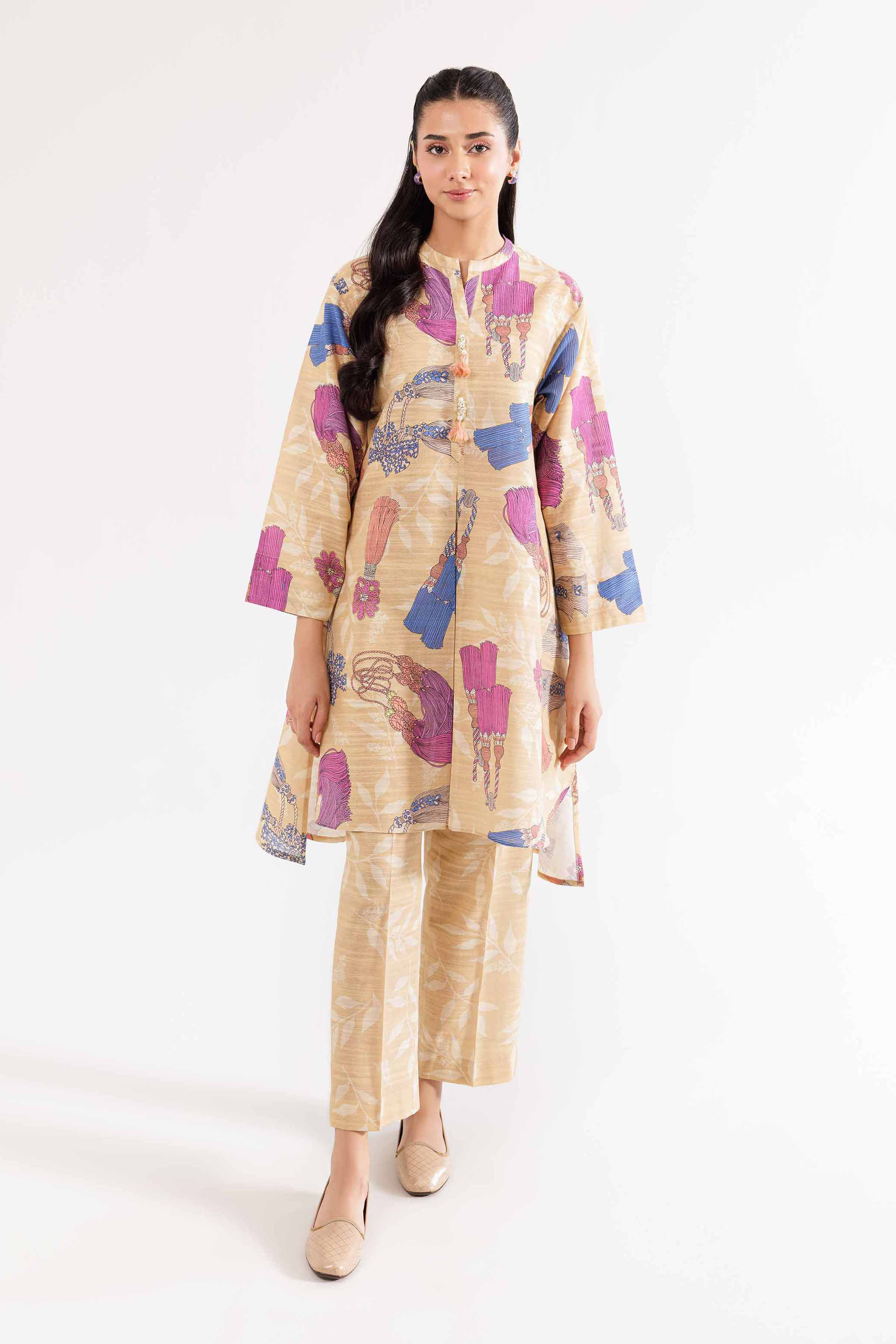 NishatUK - Brown Printed Khaddar 2-piece ready to wear Dress