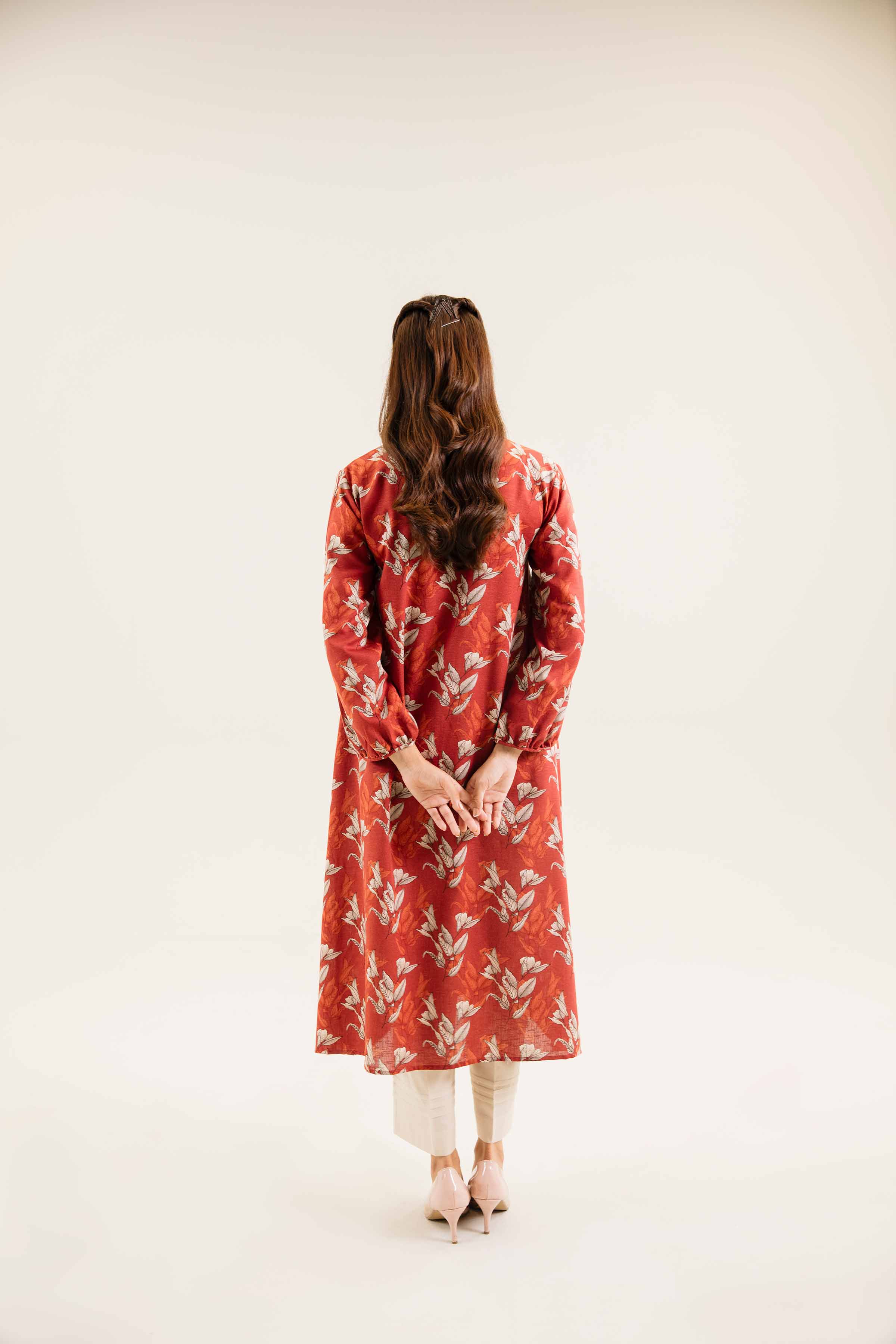 NishatUK - Rust Printed Karandi 1-piece ready to wear Dress