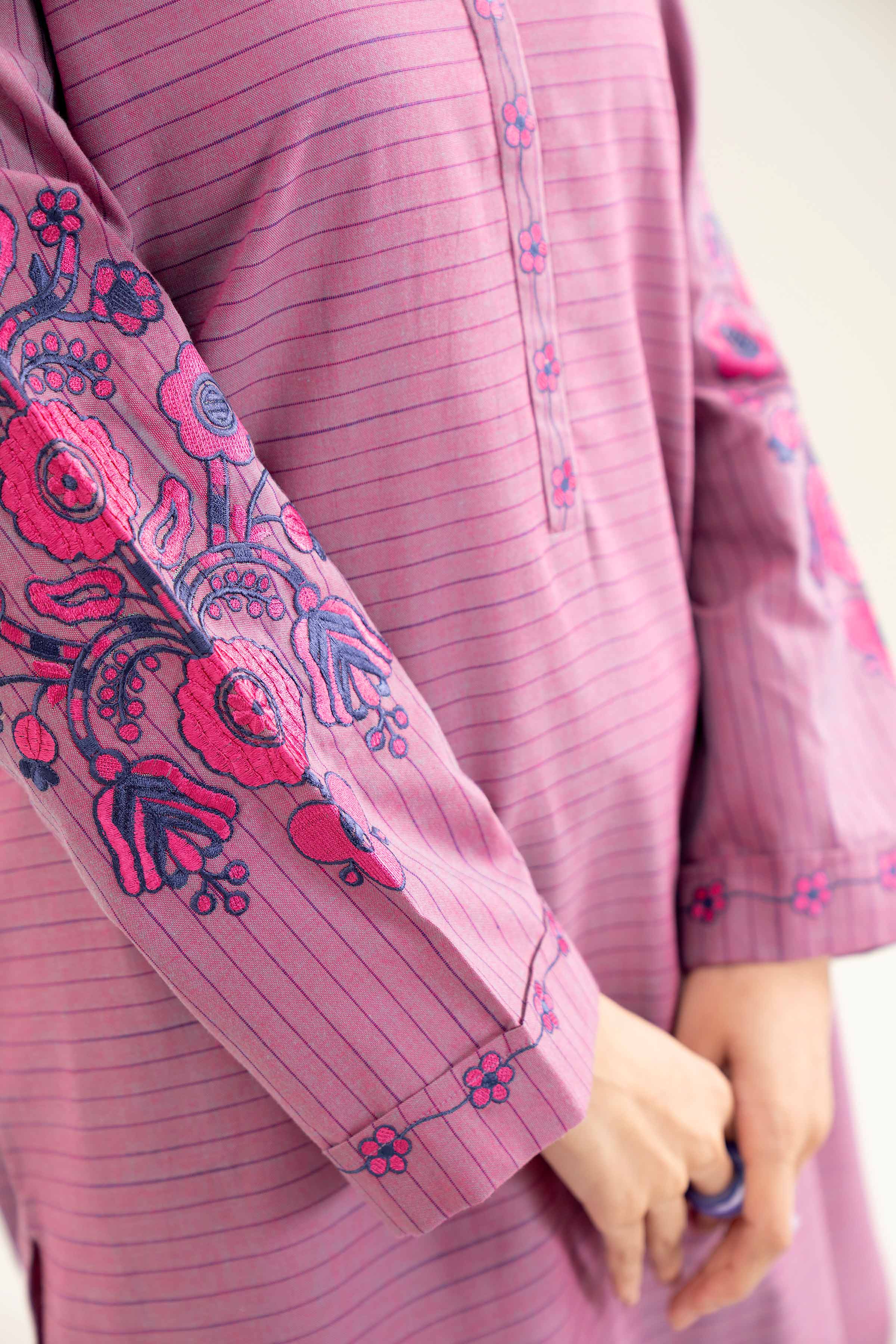 NishatUK - Purple Embroidered Yarn Dyed 1-piece ready to wear Shirt