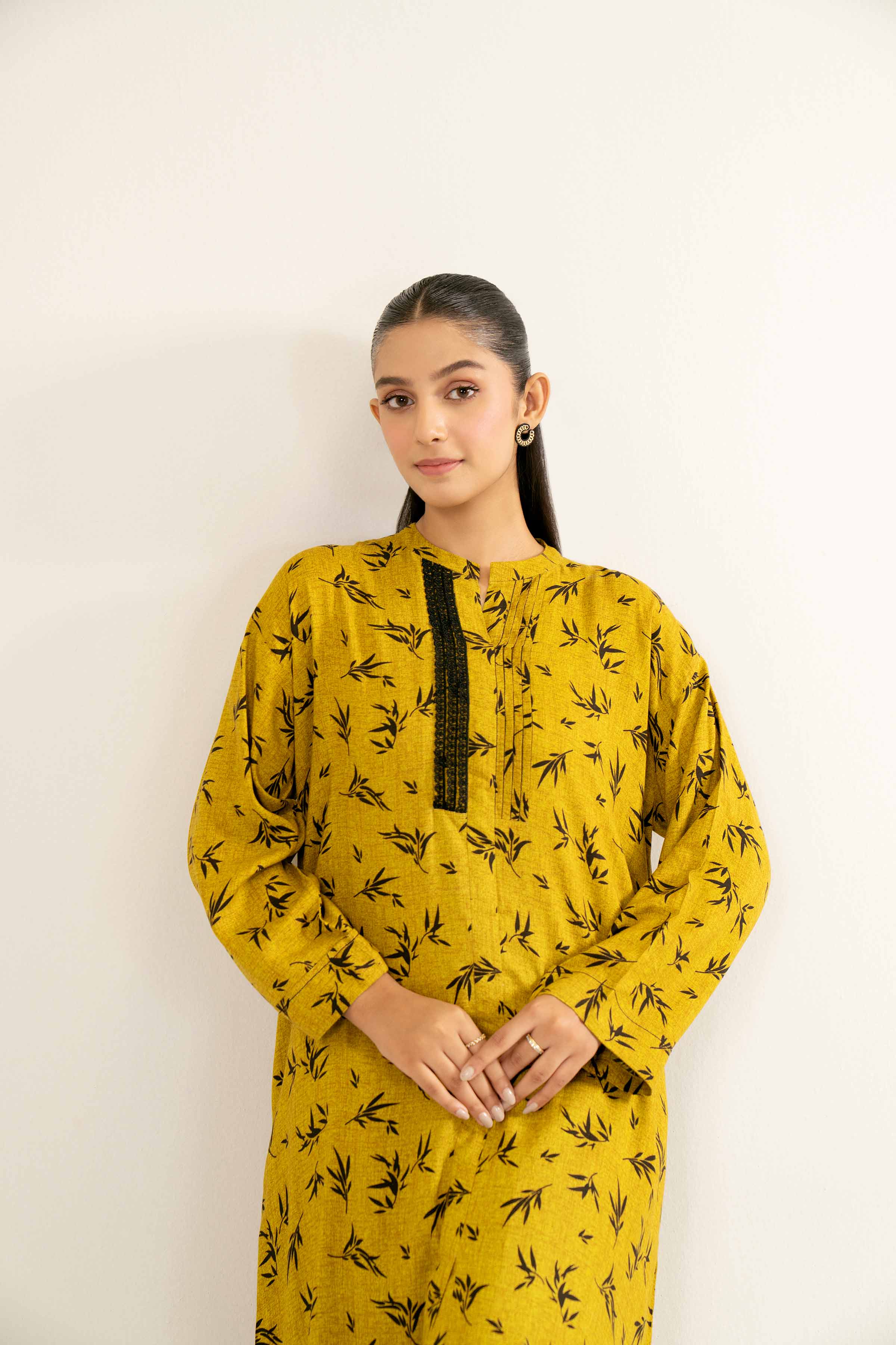 NishatUK - Brown Printed Linen 1-piece ready to wear Shirt