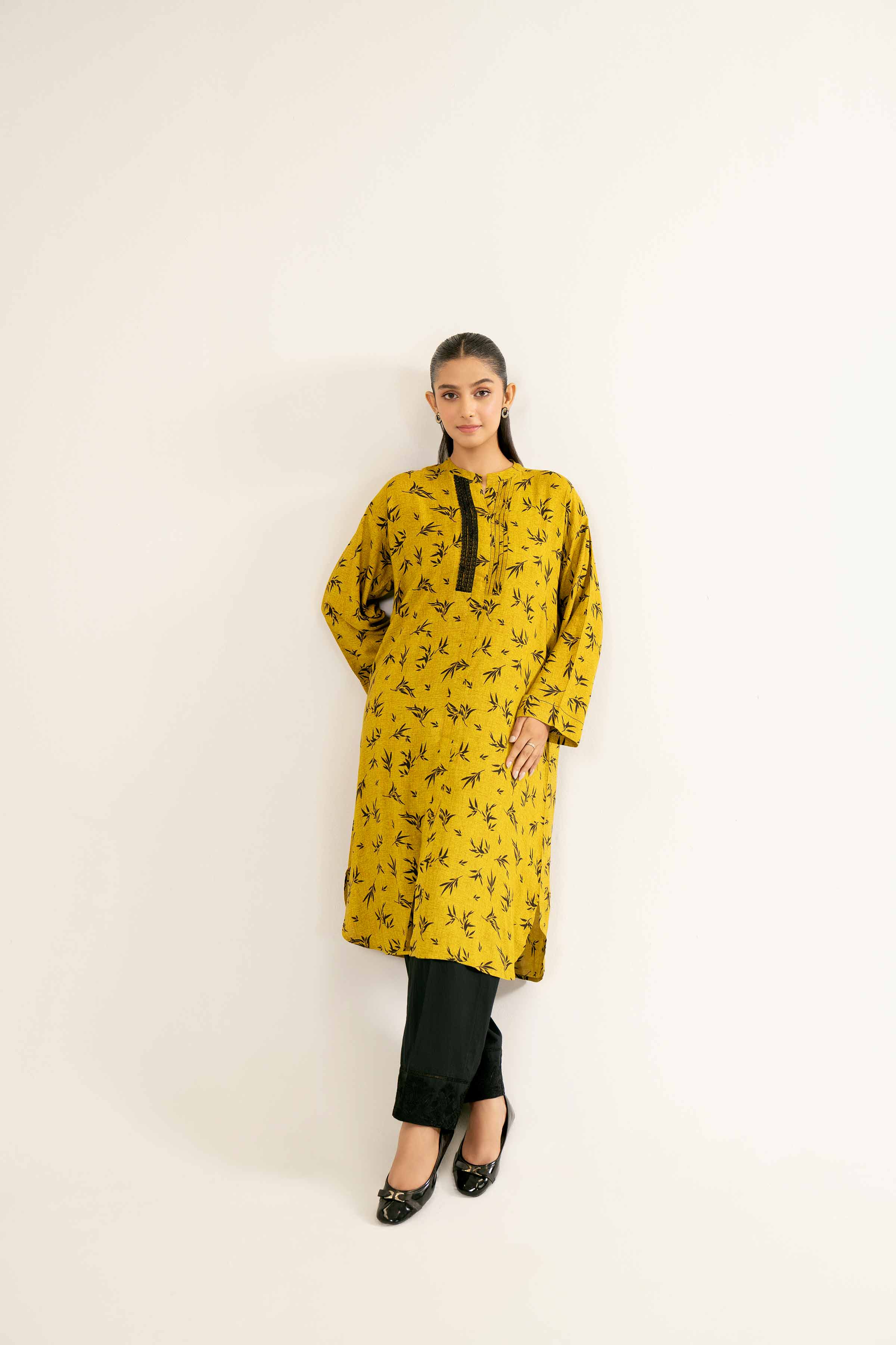 NishatUK - Brown Printed Linen 1-piece ready to wear Shirt