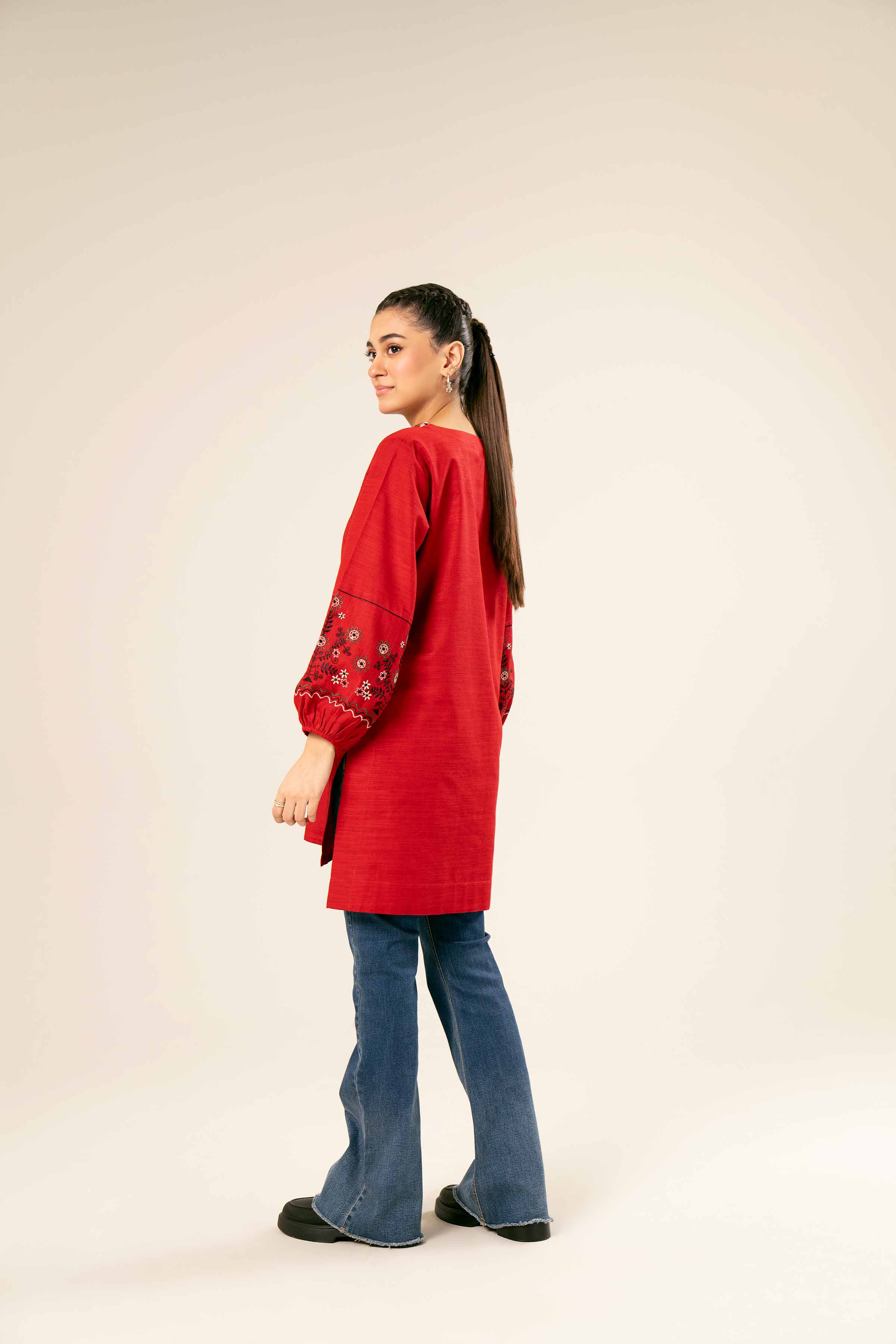 NishatUK - Brown Embroidered Khaddar 1-piece ready to wear Tunic