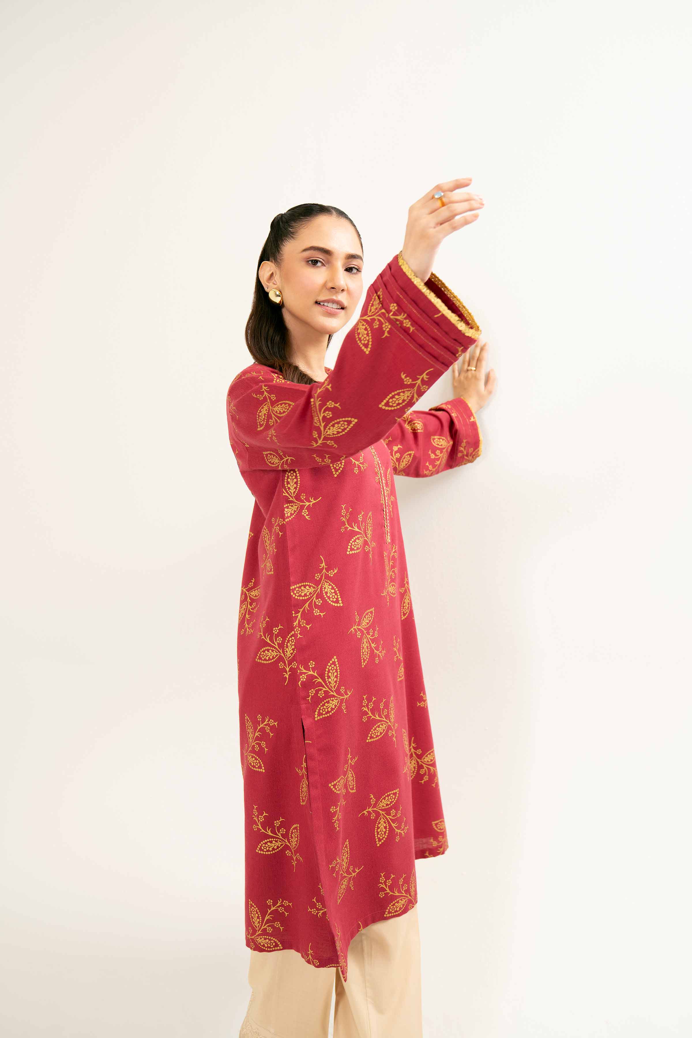 NishatUK - Brown Printed Karandi 1-piece ready to wear Shirt